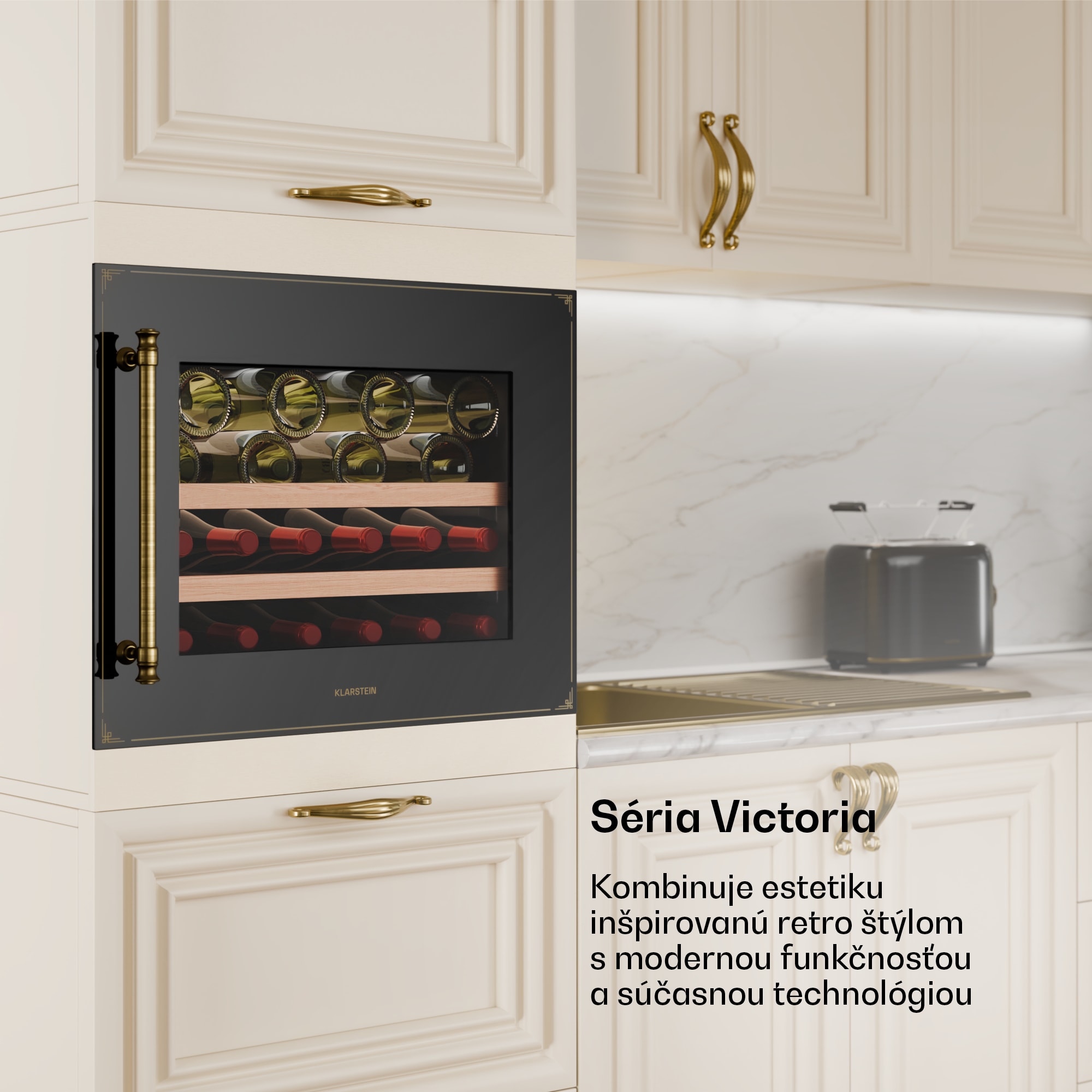 Klarstein Vinsider Victoria 28 chladnička na víno, 28 fliaš, dotyková, UV ochrana, LED, tichá, 2 police
