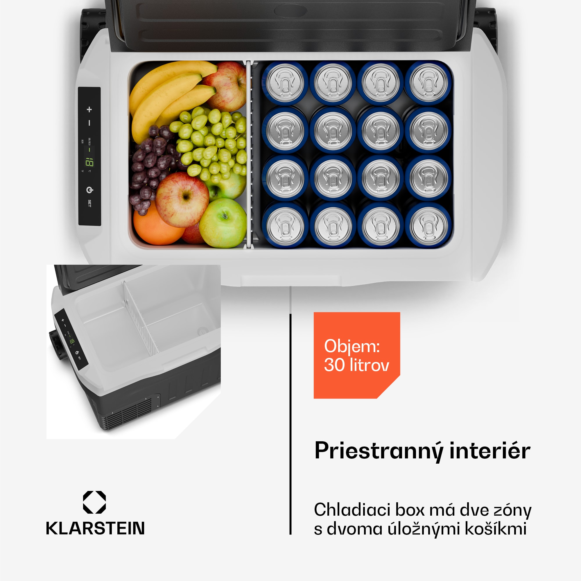 Klarstein PolarForce 28 l kompresorový chladiaci box| LCD panel, osvetlenie, off-road, ochrana batérie, 12V/230V – Obrázok 2
