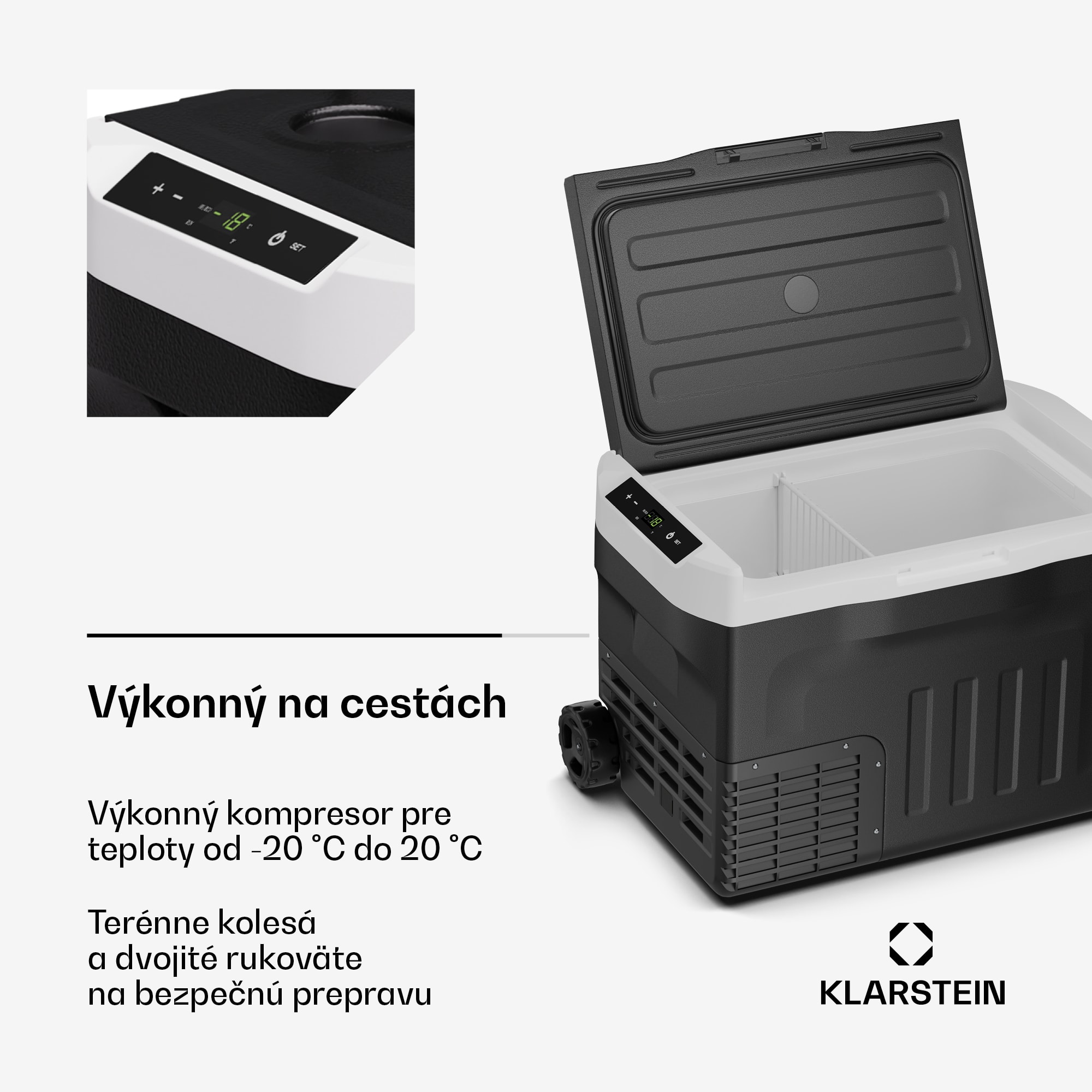 Klarstein PolarForce 28 l kompresorový chladiaci box| LCD panel, osvetlenie, off-road, ochrana batérie, 12V/230V – Obrázok 3