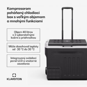 Klarstein PolarForce 37 l kompresorový chladiaci box| LCD panel, osvetlenie, off-road, ochrana batérie, 12V/230V
