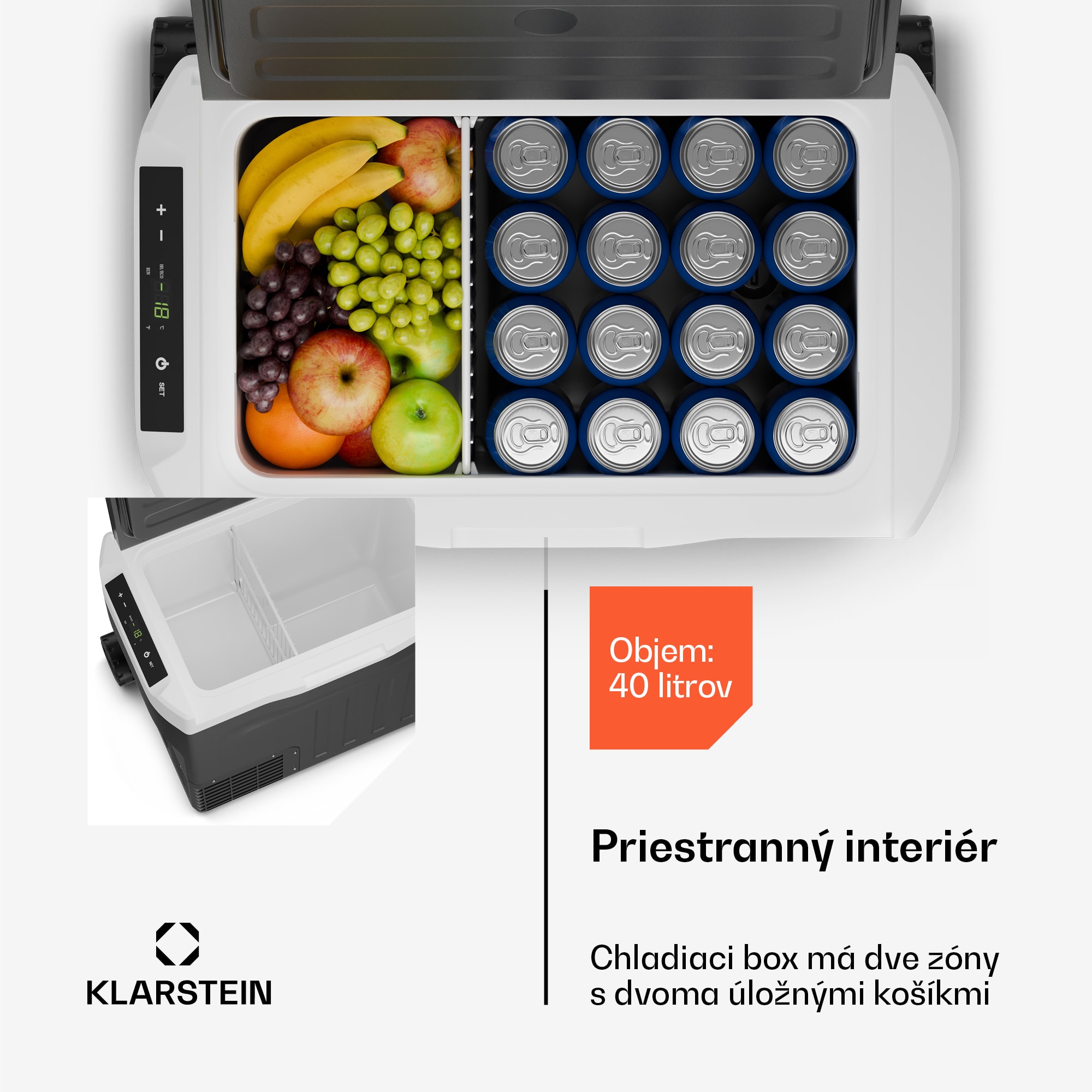 Klarstein PolarForce 37 l kompresorový chladiaci box| LCD panel, osvetlenie, off-road, ochrana batérie, 12V/230V – Obrázok 2