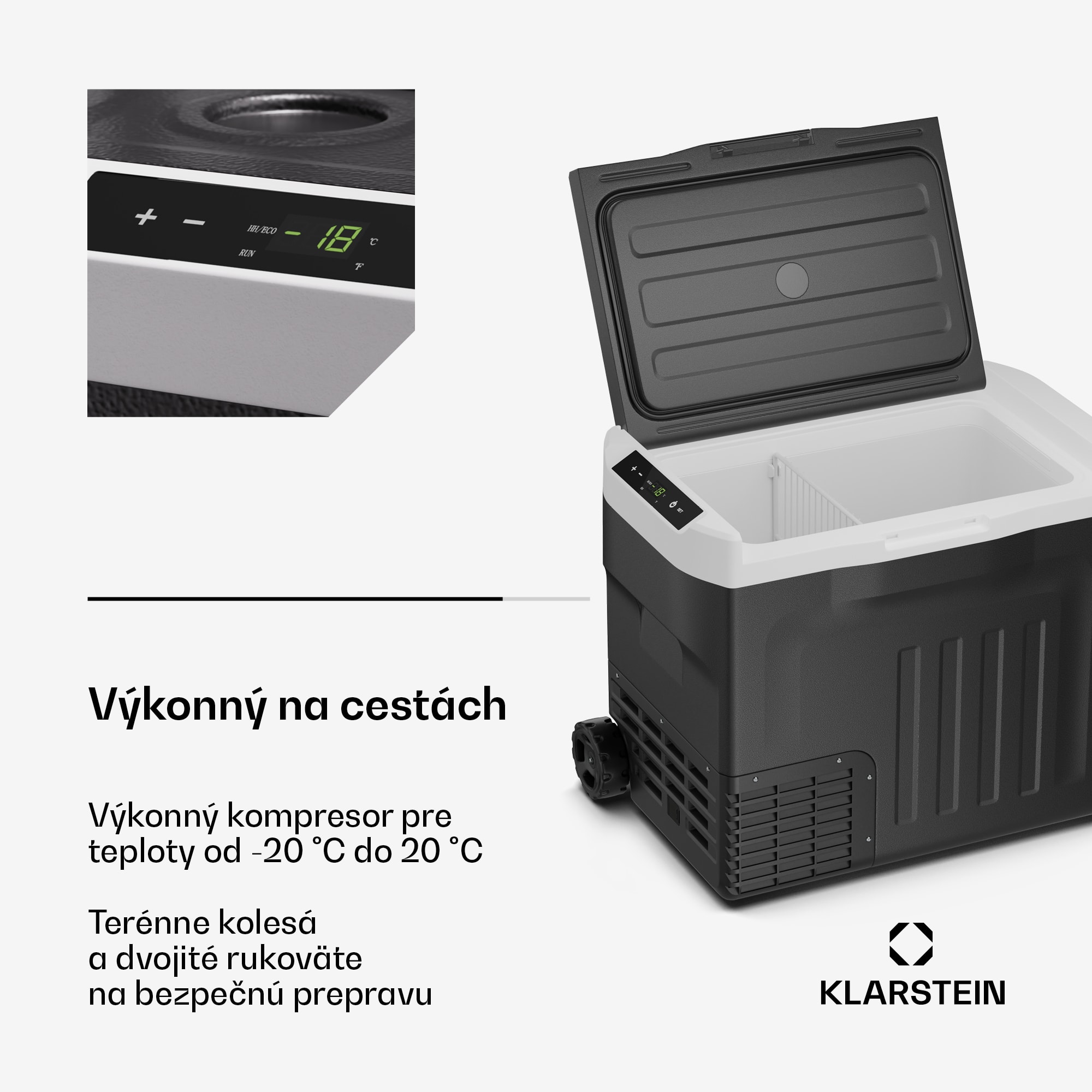 Klarstein PolarForce 37 l kompresorový chladiaci box| LCD panel, osvetlenie, off-road, ochrana batérie, 12V/230V – Obrázok 3