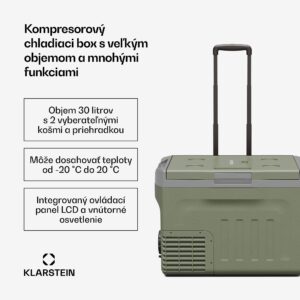 Klarstein PolarForce 28l kompresorový chladiaci box| LCD panel, osvetlenie, off-road, ochrana batérie, 12V/230V