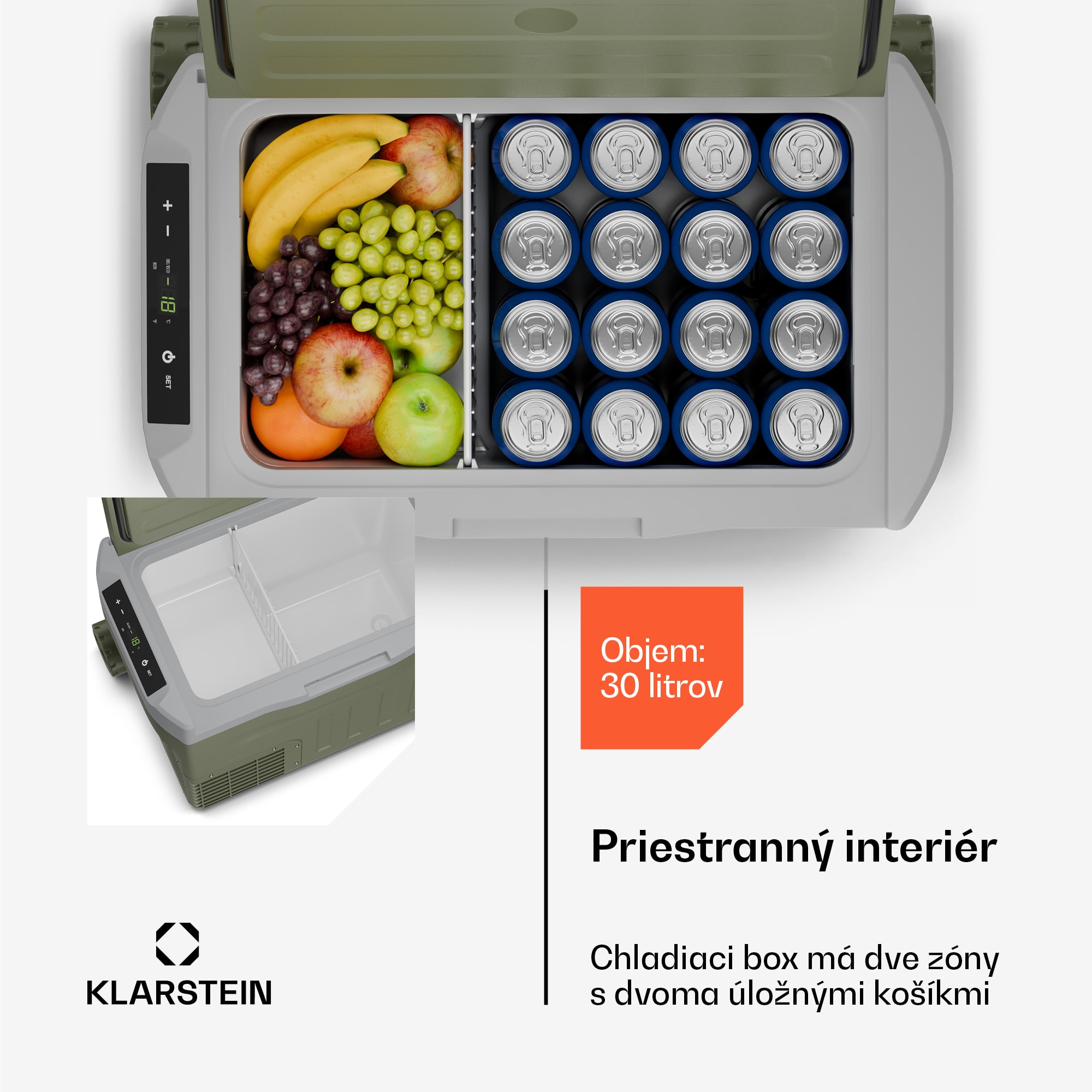 Klarstein PolarForce 28l kompresorový chladiaci box| LCD panel, osvetlenie, off-road, ochrana batérie, 12V/230V – Obrázok 2