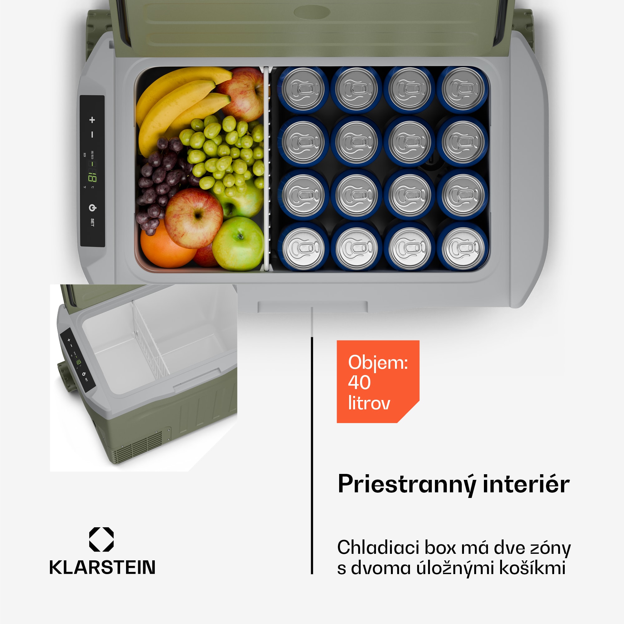 Klarstein PolarForce 37l kompresorový chladiaci box| LCD panel, osvetlenie, off-road, ochrana batérie, 12V/230V – Obrázok 2