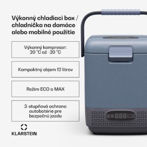 Klarstein SwiftFrost 12L chladiaci box, 12V-24V/230V, do -20 °C, kompresor, 2 úrovne výkonu, LED displej