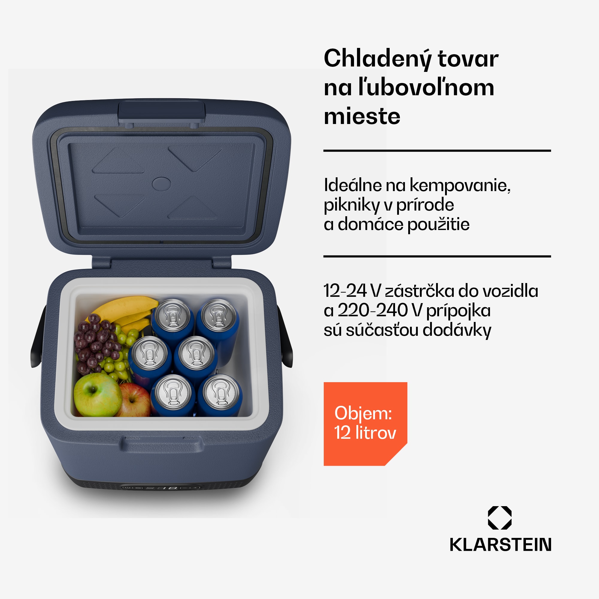 Klarstein SwiftFrost 12L chladiaci box, 12V-24V/230V, do -20 °C, kompresor, 2 úrovne výkonu, LED displej – Obrázok 4