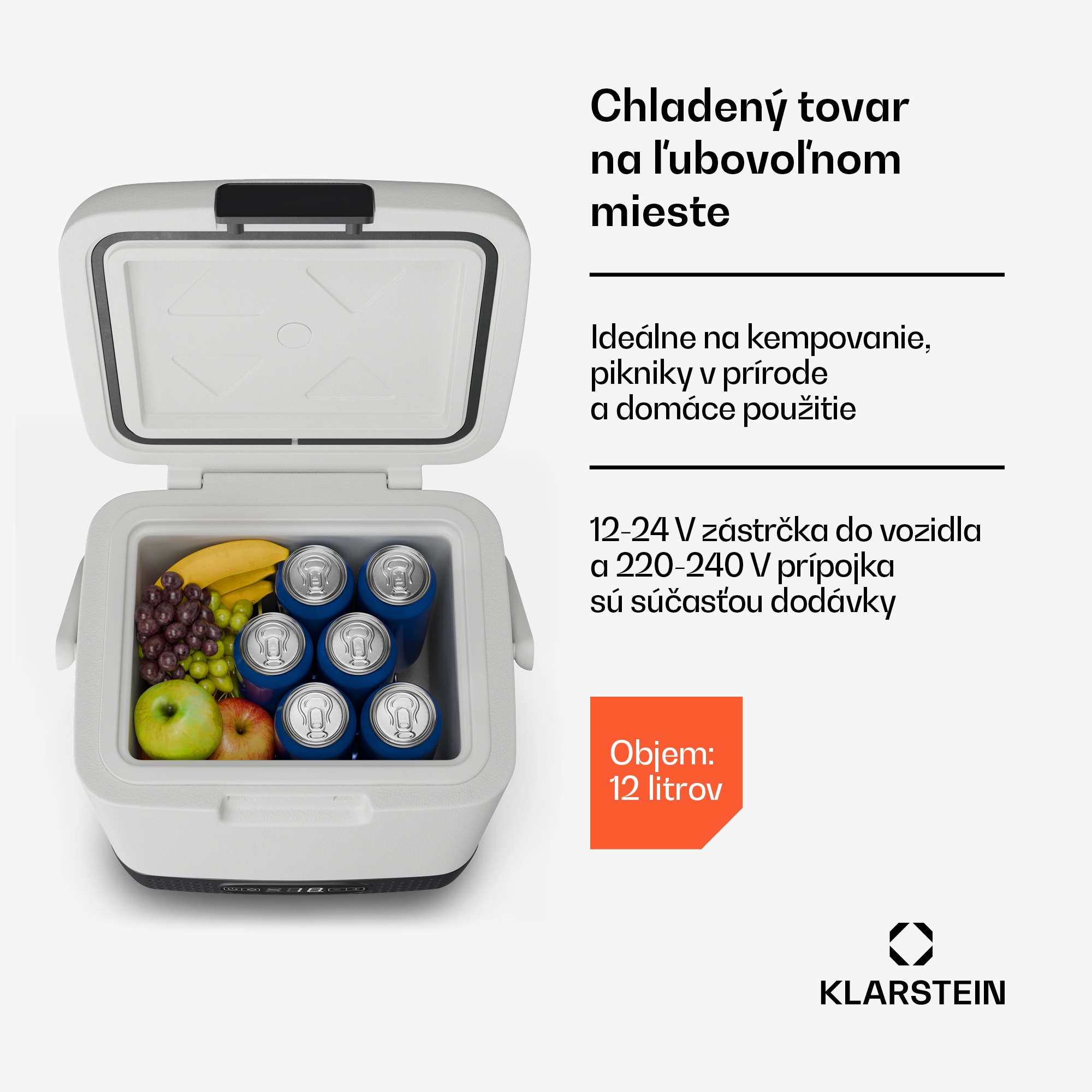 Klarstein SwiftFrost 12L chladiaci box, 12V-24V/230V, do -20 °C, kompresor, 2 úrovne výkonu, LED displej – Obrázok 4