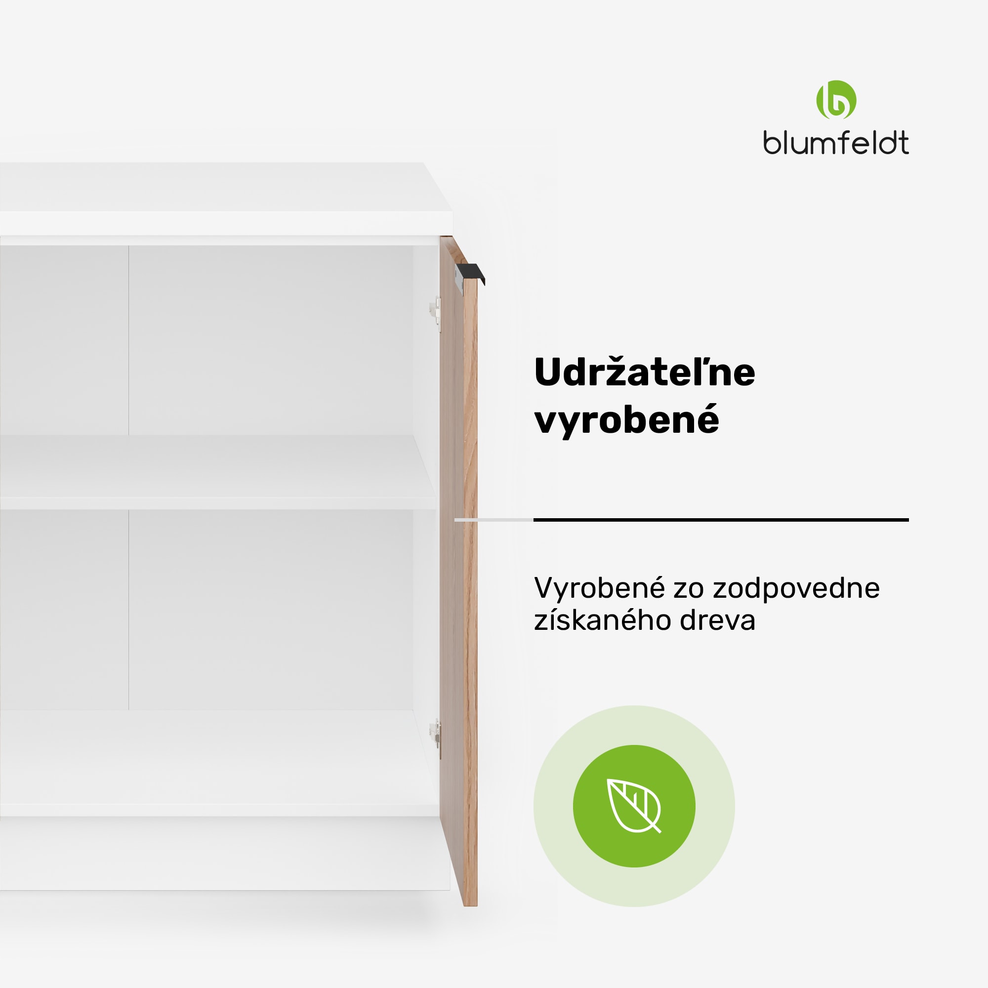 Blumfeldt WoodVista spodná skrinka drezu, Robustná, Soft-Close závesy, Hliníkové rukoväte – Obrázok 2