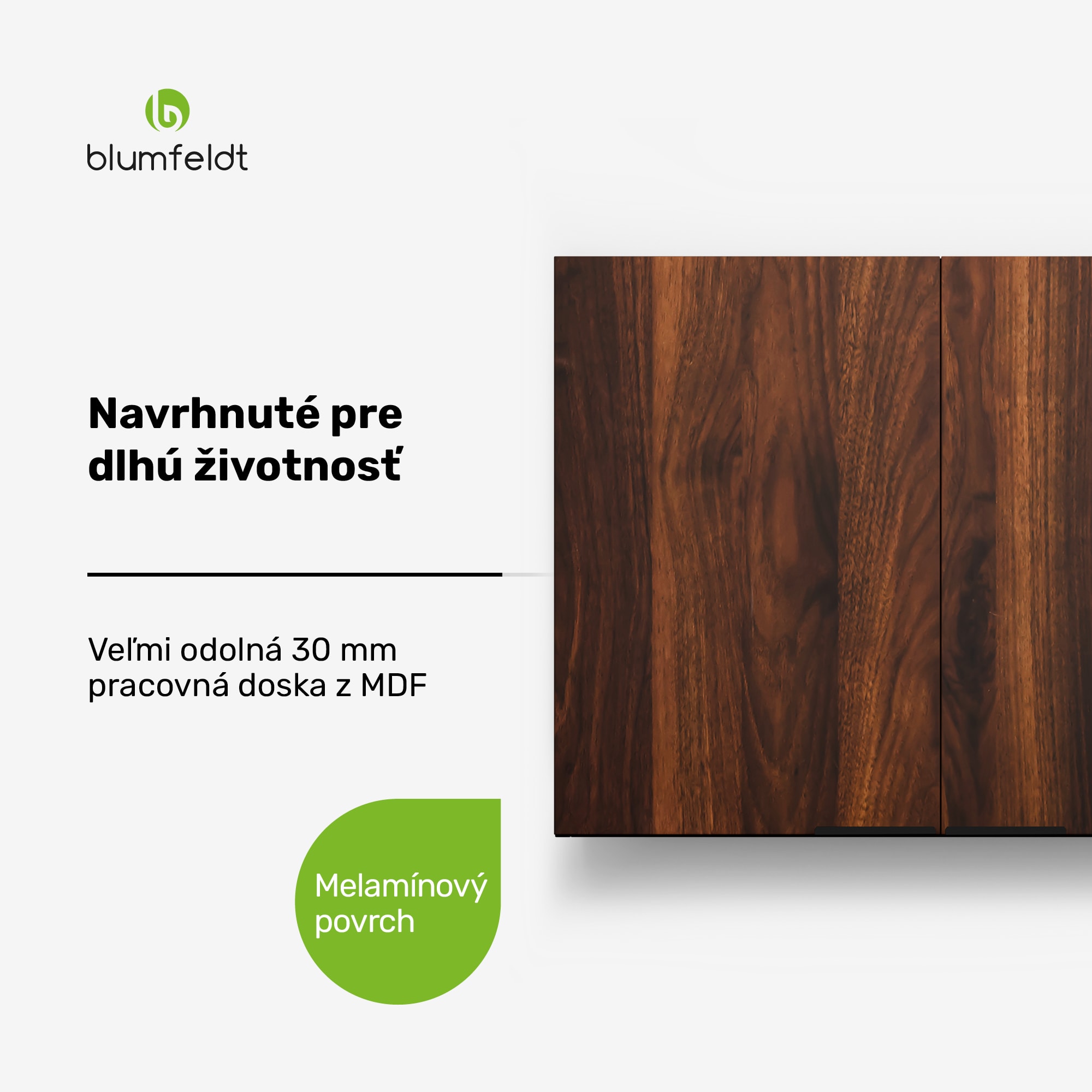 Blumfeldt WoodVista vysoká skrinka, Soft-Close, hliníkové rukoväte, udržateľné materiály