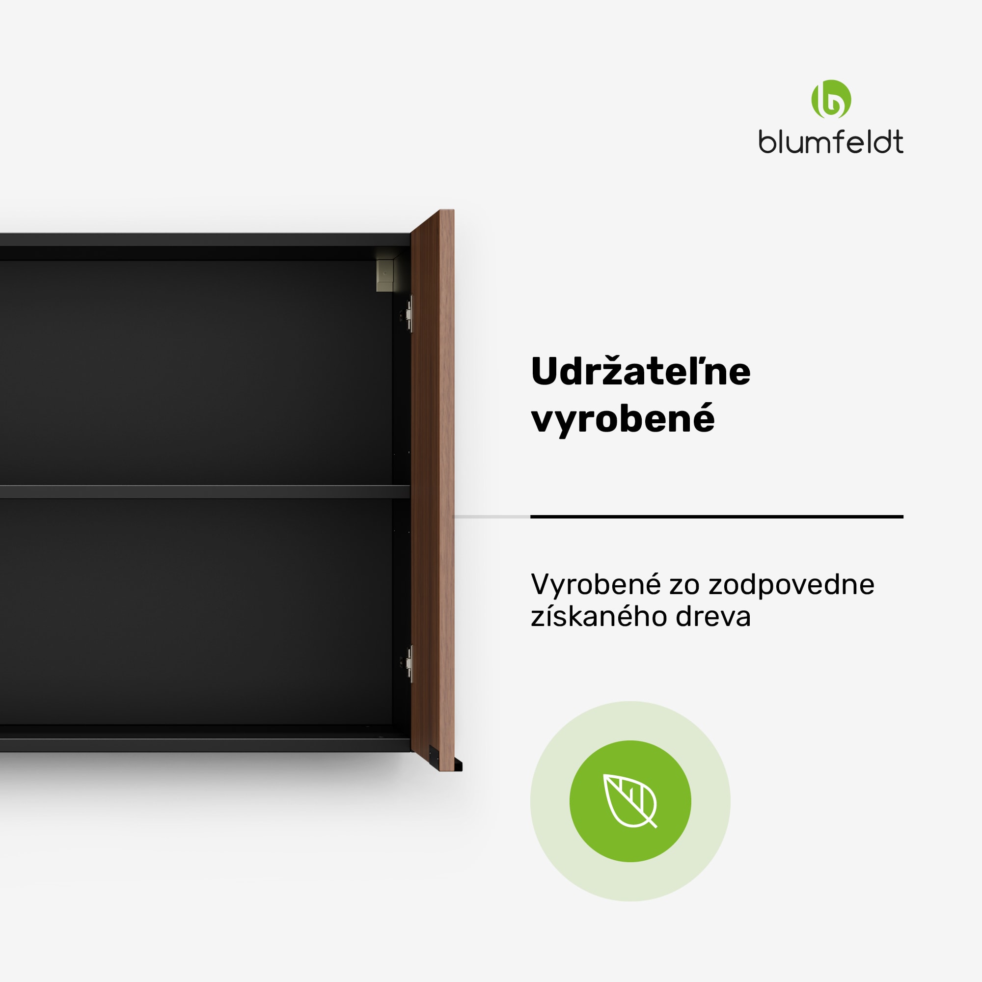 Blumfeldt WoodVista vysoká skrinka, Soft-Close, hliníkové rukoväte, udržateľné materiály – Obrázok 2