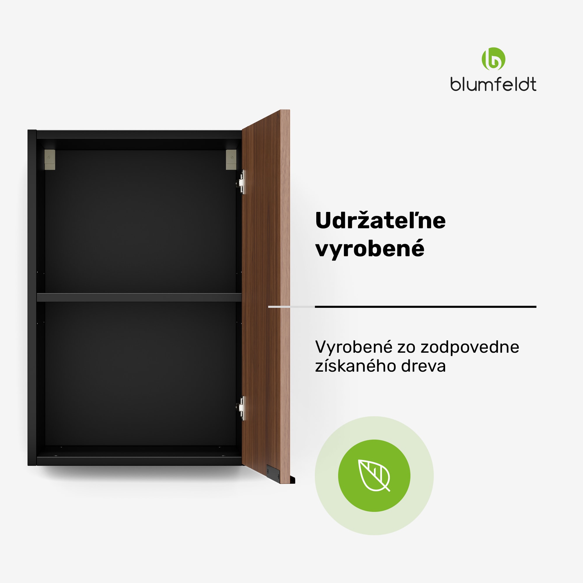 Blumfeldt WoodVista vysoká skrinka, Soft-Close, hliníkové rukoväte, udržateľné materiály – Obrázok 2