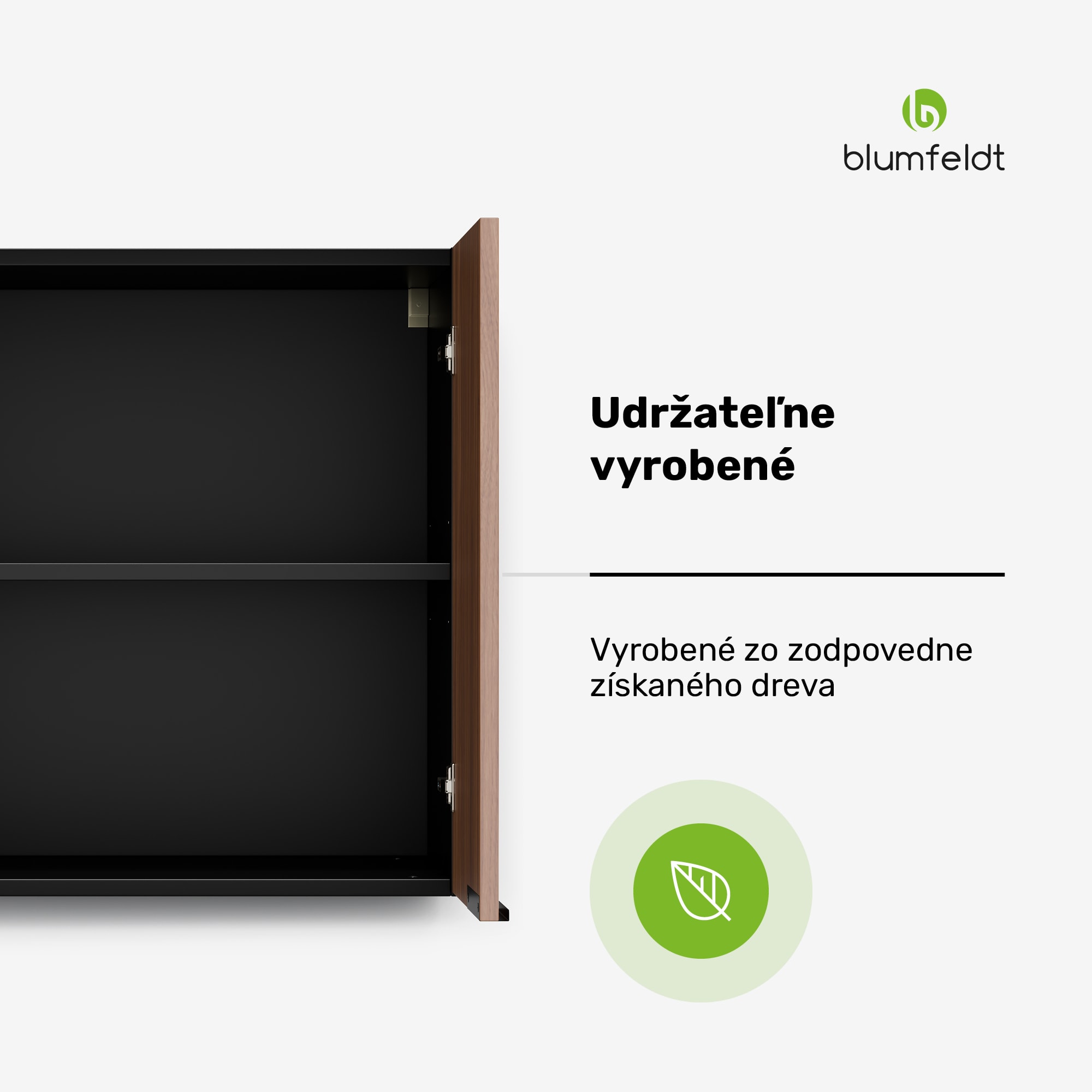 Blumfeldt WoodVista vysoká skrinka, Soft-Close, hliníkové rukoväte, udržateľné materiály – Obrázok 2