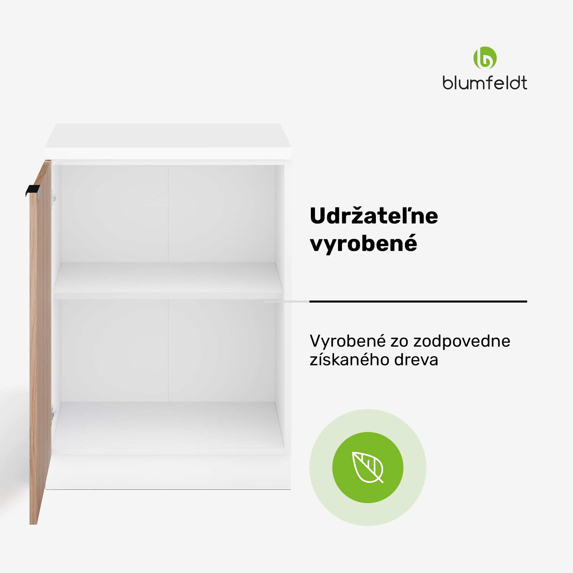 Blumfeldt WoodVista spodná skrinka drezu, Robustná, Soft-Close závesy, Hliníkové rukoväte – Obrázok 2