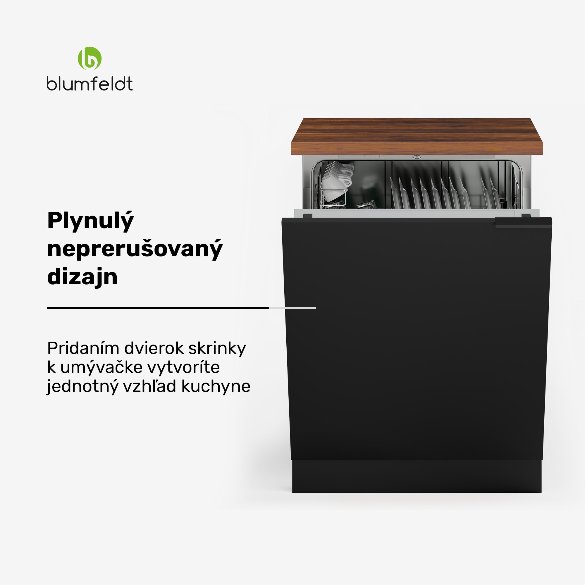 Blumfeldt WoodVista skrinka na umývačku riadu, Robustná pracovná doska, Bezproblémová integrácia