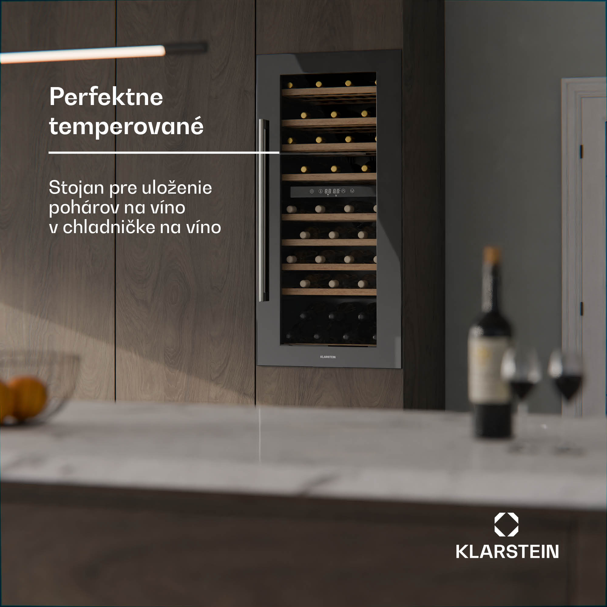Klarstein Stojan na poháre na víno, bukové drevo, pre Vinsider 79 Duo, veľkorysý úložný priestor, ľahko sa čistí
