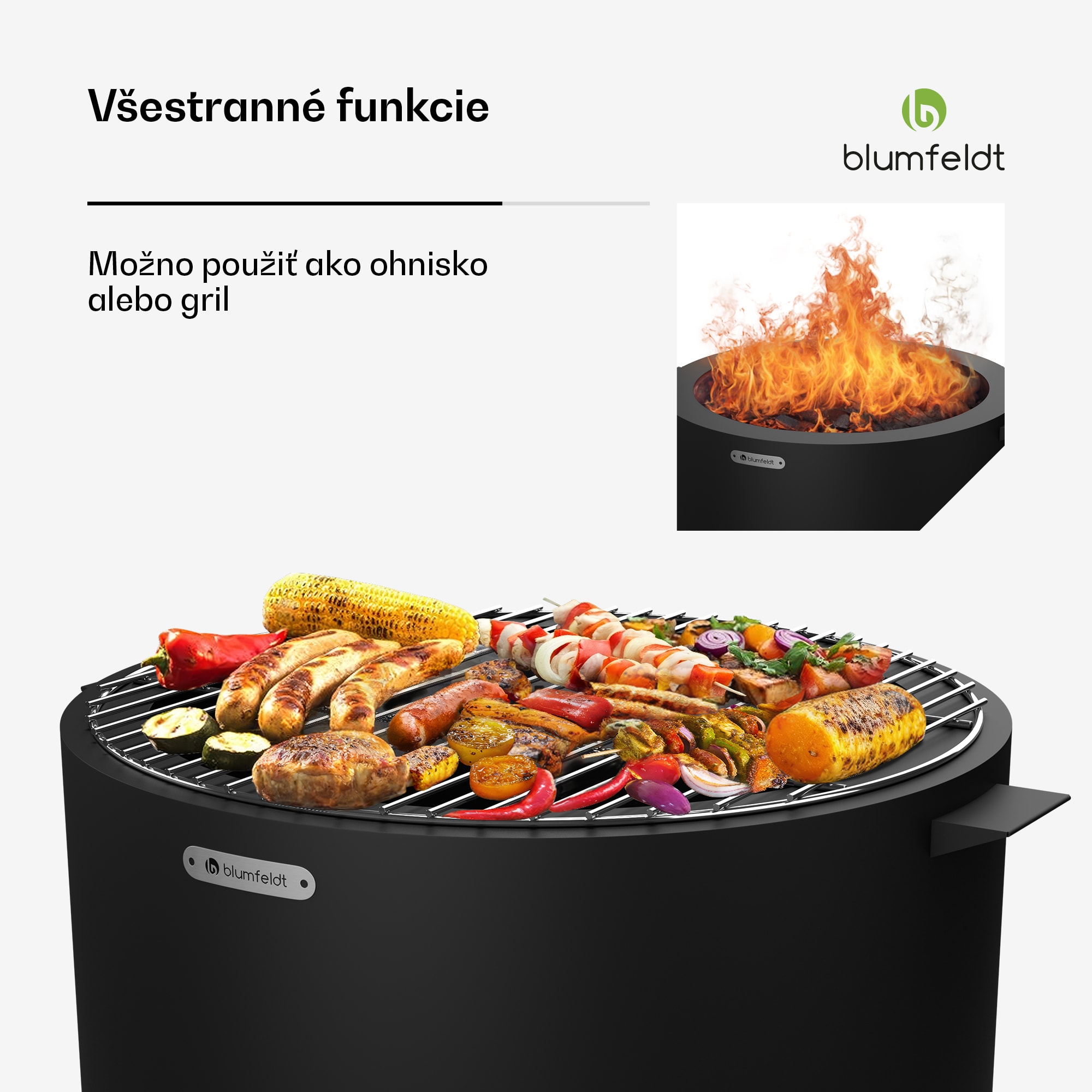 Blumfeldt Ignite Pure ohnisko, nízka dymivosť, grilovací rošt, nehrdzavejúca oceľ, prenosné, kryt proti dažďu, držadlá na prenášanie – Obrázok 2