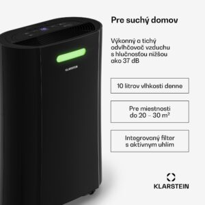 Klarstein AeroDry 10 odvlhčovač vzduchu, výkon 165 W, 10 l/deň, 135 m³/h, pre plochu do 30m², funkcia DrySelect