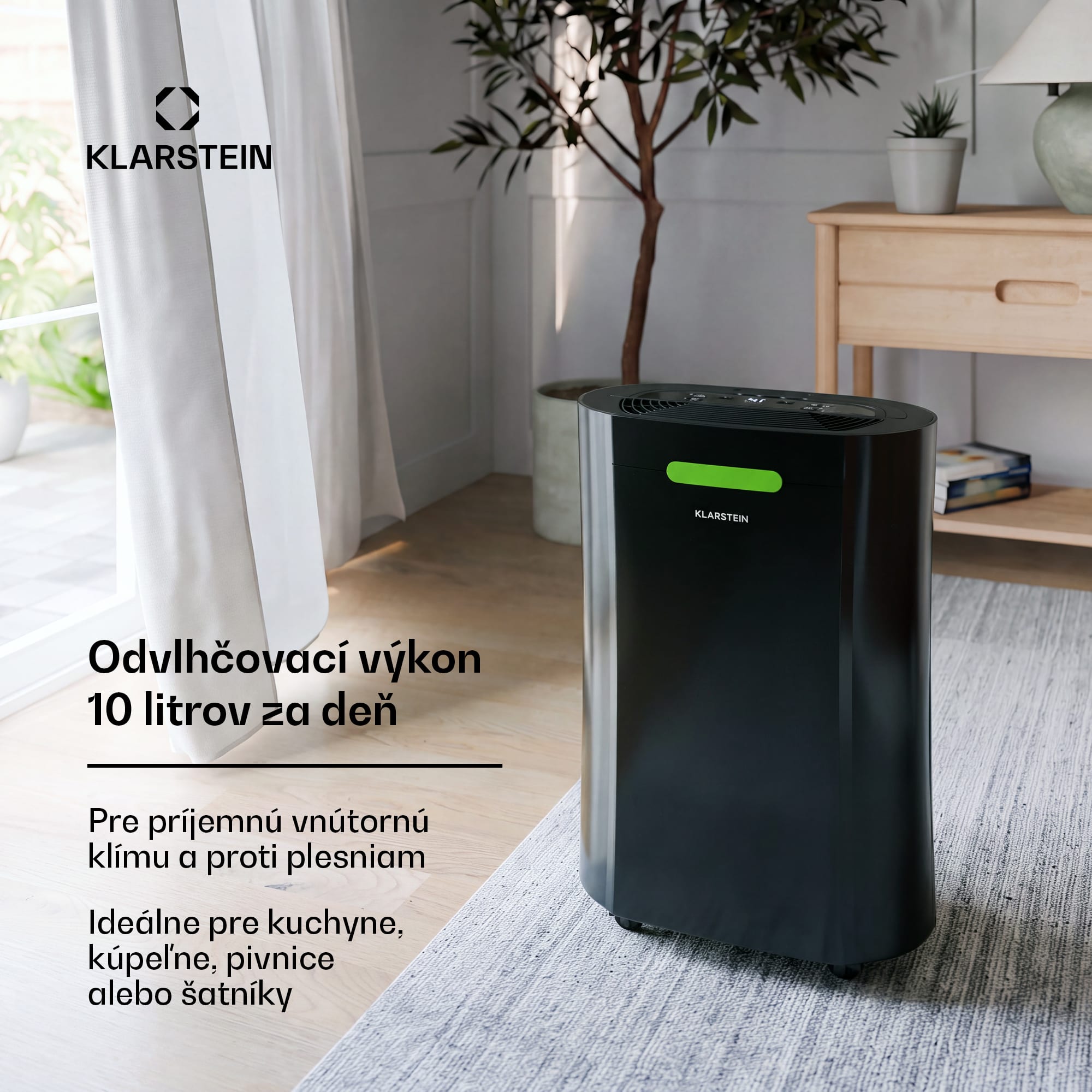 Klarstein AeroDry 10 odvlhčovač vzduchu, výkon 165 W, 10 l/deň, 135 m³/h, pre plochu do 30m², funkcia DrySelect – Obrázok 2