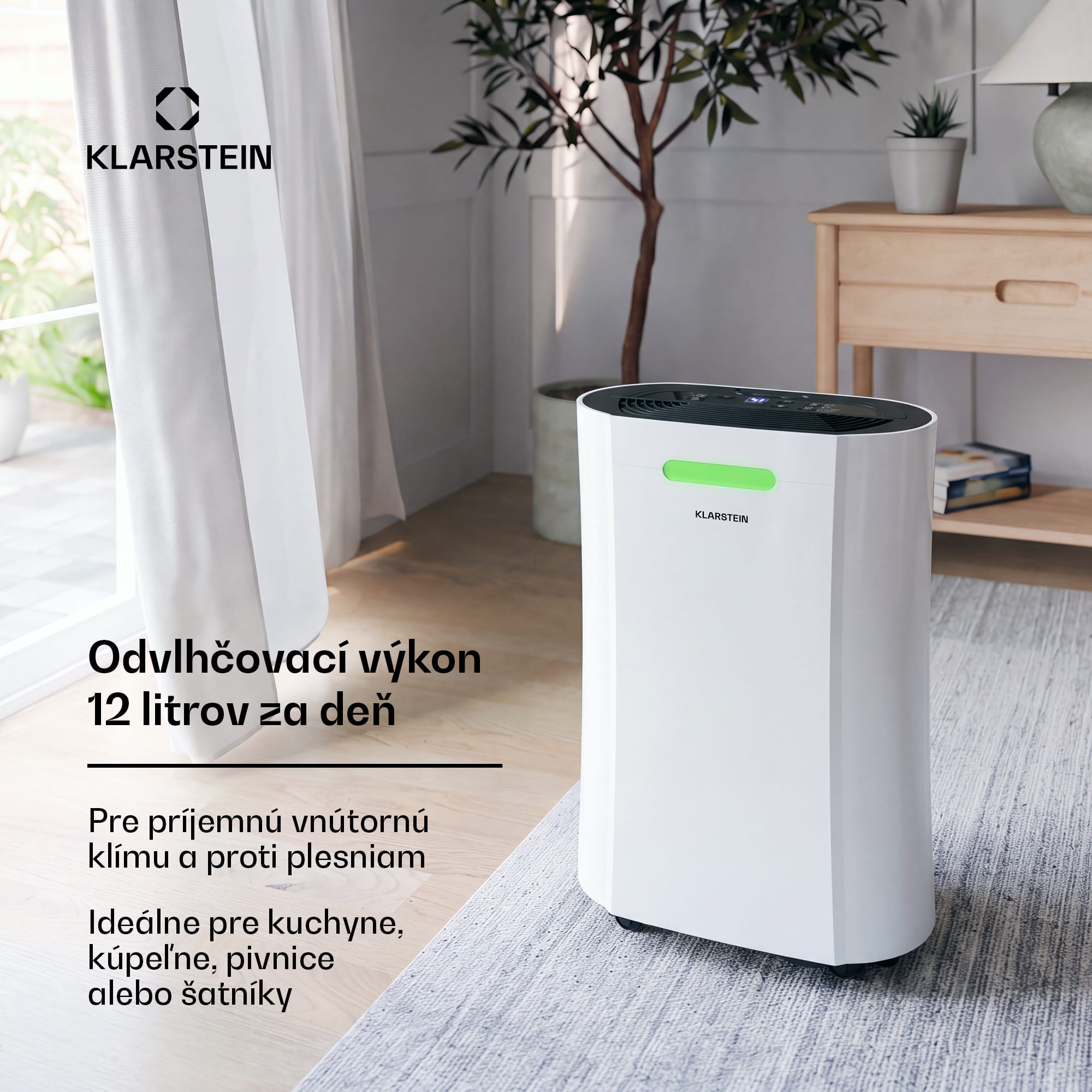 Klarstein AeroDry Smart 12 odvlhčovač vzduchu, 12 l/deň, 30m², senzor vlhkosti, ovládanie pomocou aplikácie, 135 m³/h – Obrázok 2