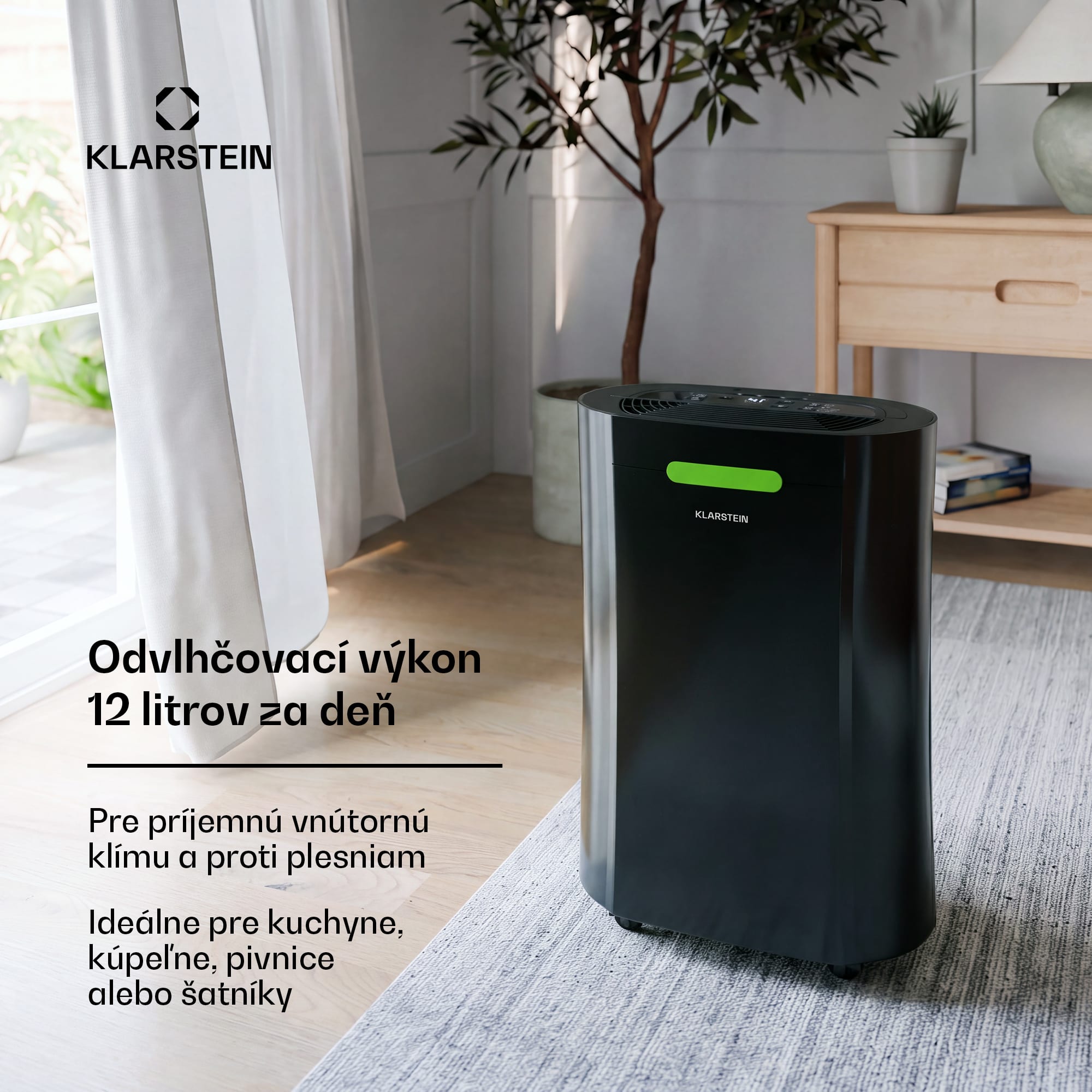 Klarstein AeroDry Smart 12 odvlhčovač vzduchu, 12 l/deň, 25-30m², senzor vlhkosti, ovládanie pomocou aplikácie, 135 m³/h – Obrázok 2