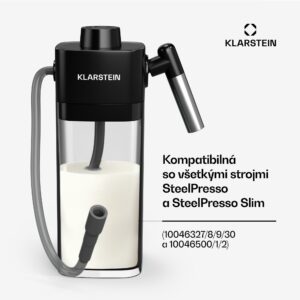 Klarstein Nádrž na mlieko SteelPresso, praktické príslušenstvo, 0,55 litra, priehľadná