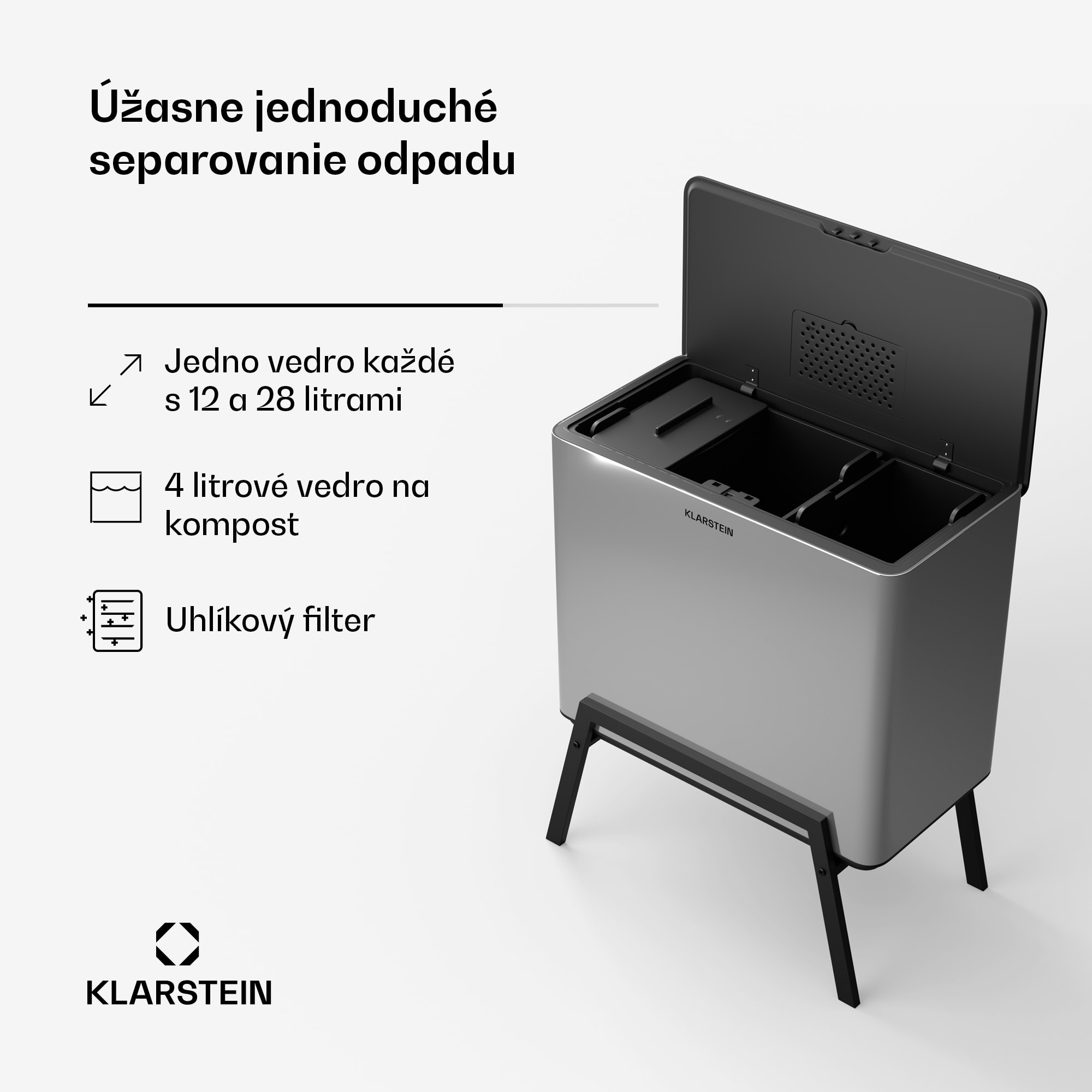 Klarstein Yuma odpadkový kôš 40 l vrátane kompostéra so stojanmi a filtrom pachov – Obrázok 2