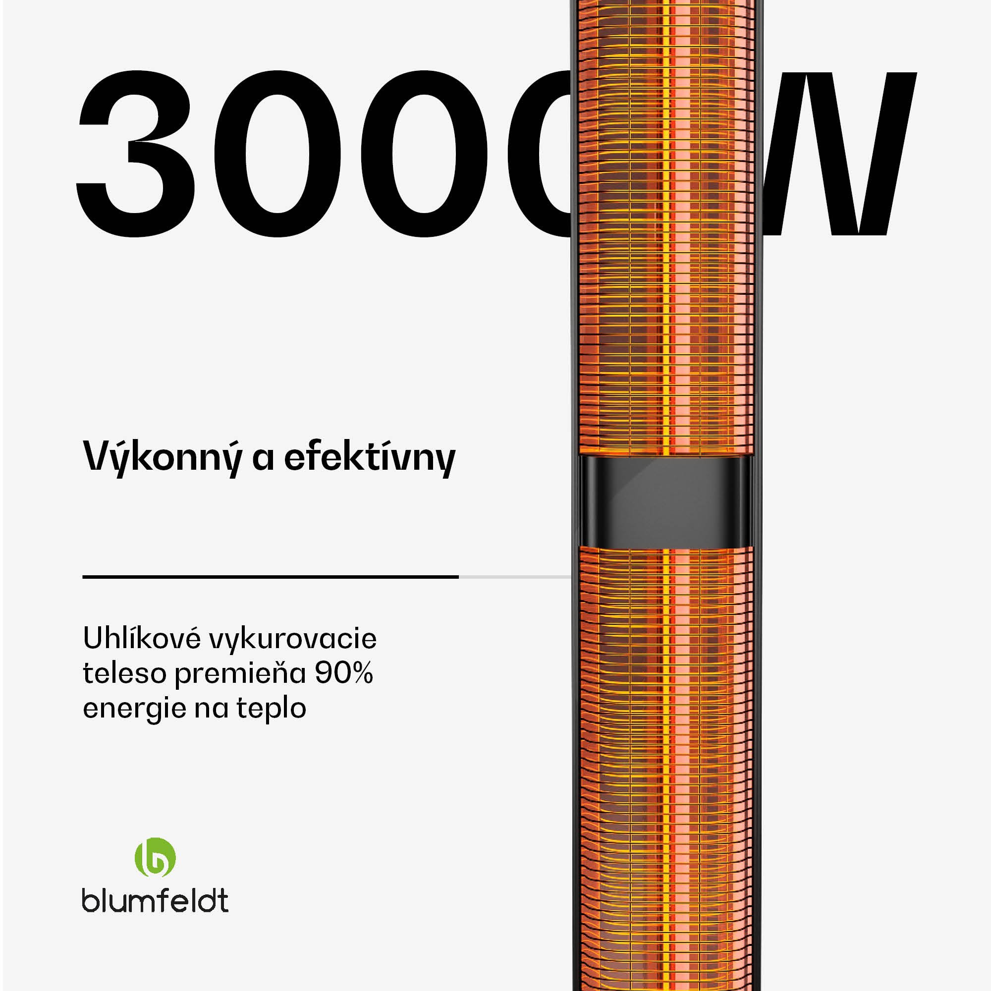 Blumfeldt BlazeTower nfračervený ohrievač, 3000 W, pre vonkajší priestor, 3 úrovne, IP45, diaľkové ovládanie, časovač – Obrázok 4