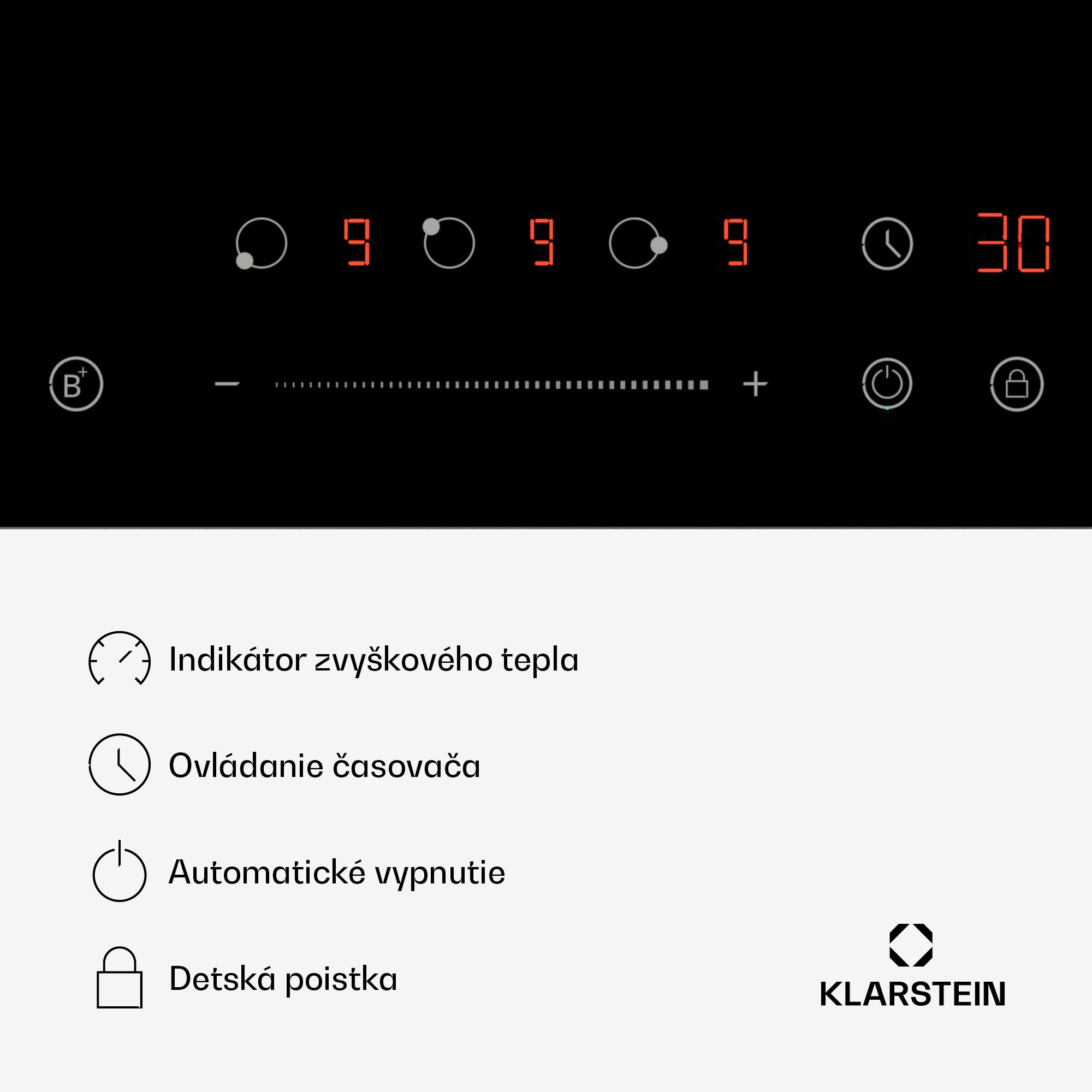 Klarstein Delicatessa Indukčná varná doska, 45 cm, 6600 W, 3 varné platne, Slider-Control, Boost – Obrázok 4