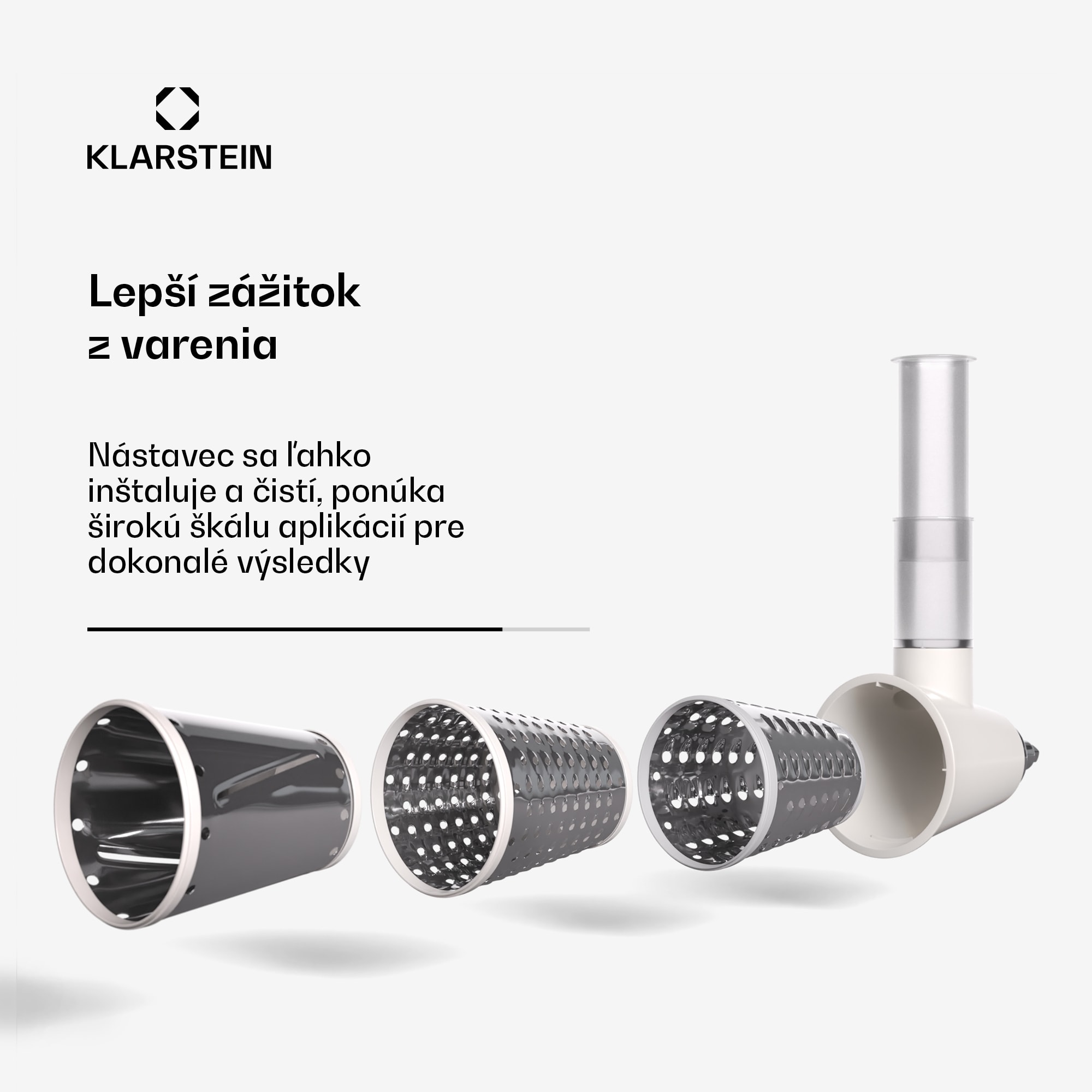 Klarstein Nástavec na šalát Chiara, 3 rôzne čepele, nehrdzavejúca oceľ, kompaktný, ľahko sa čistí – Obrázok 3