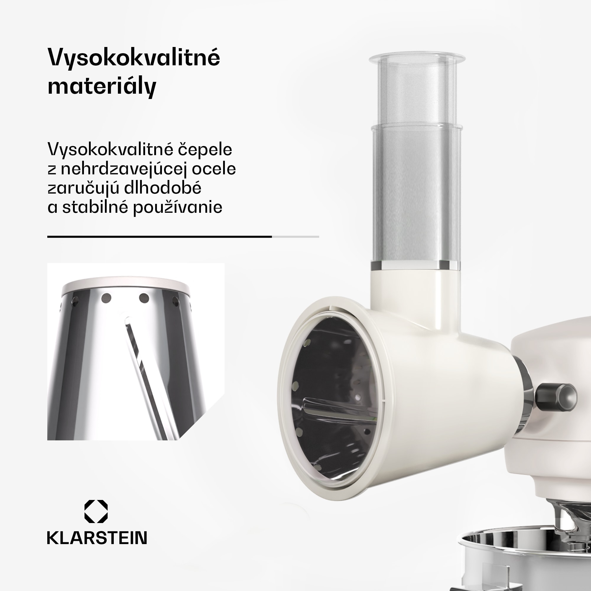 Klarstein Nástavec na šalát Chiara, 3 rôzne čepele, nehrdzavejúca oceľ, kompaktný, ľahko sa čistí – Obrázok 4