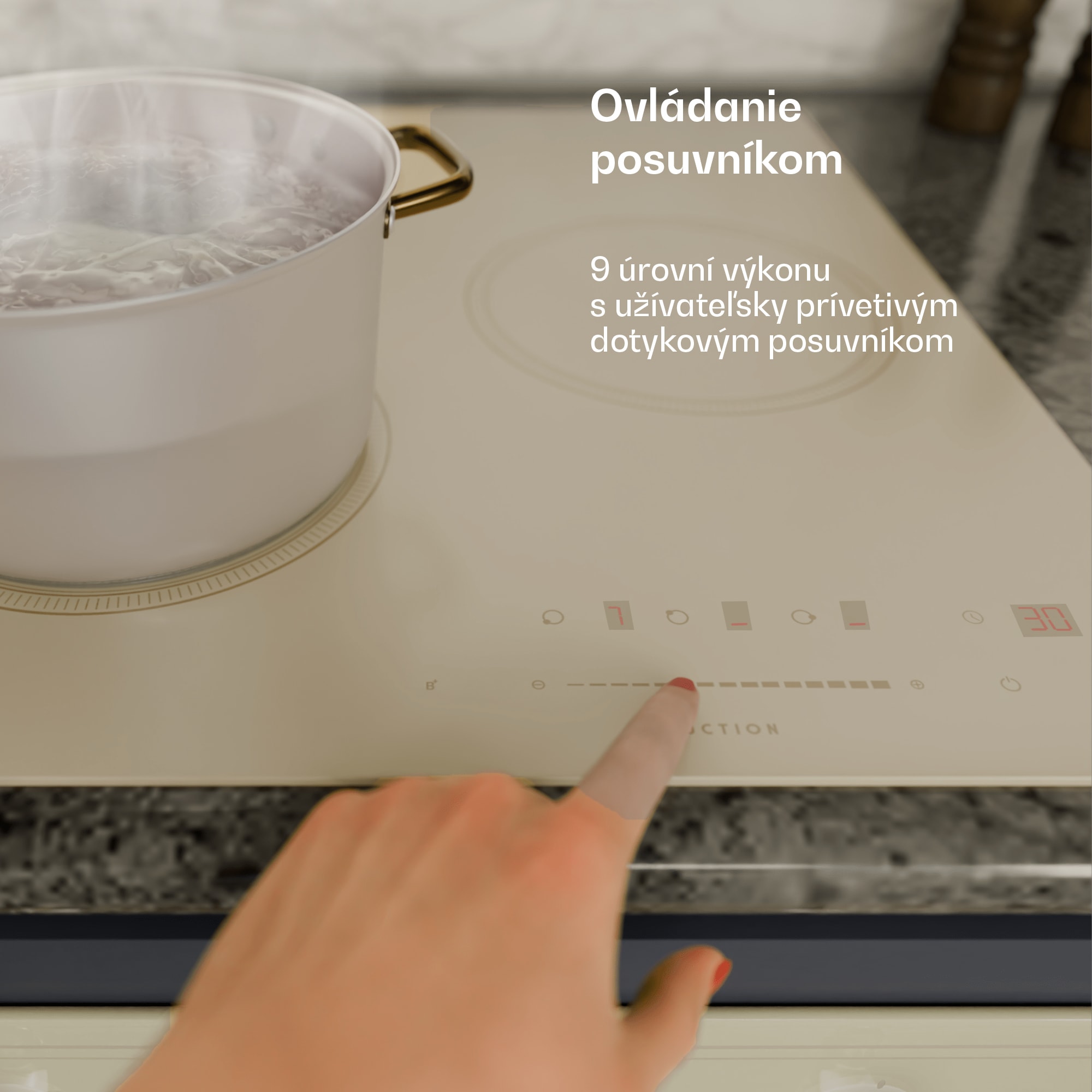 Klarstein Victoria indukčná varná doska, 45 cm, 6 600 W, 3 varné zóny, ovládanie posuvníkom, boost – Obrázok 4