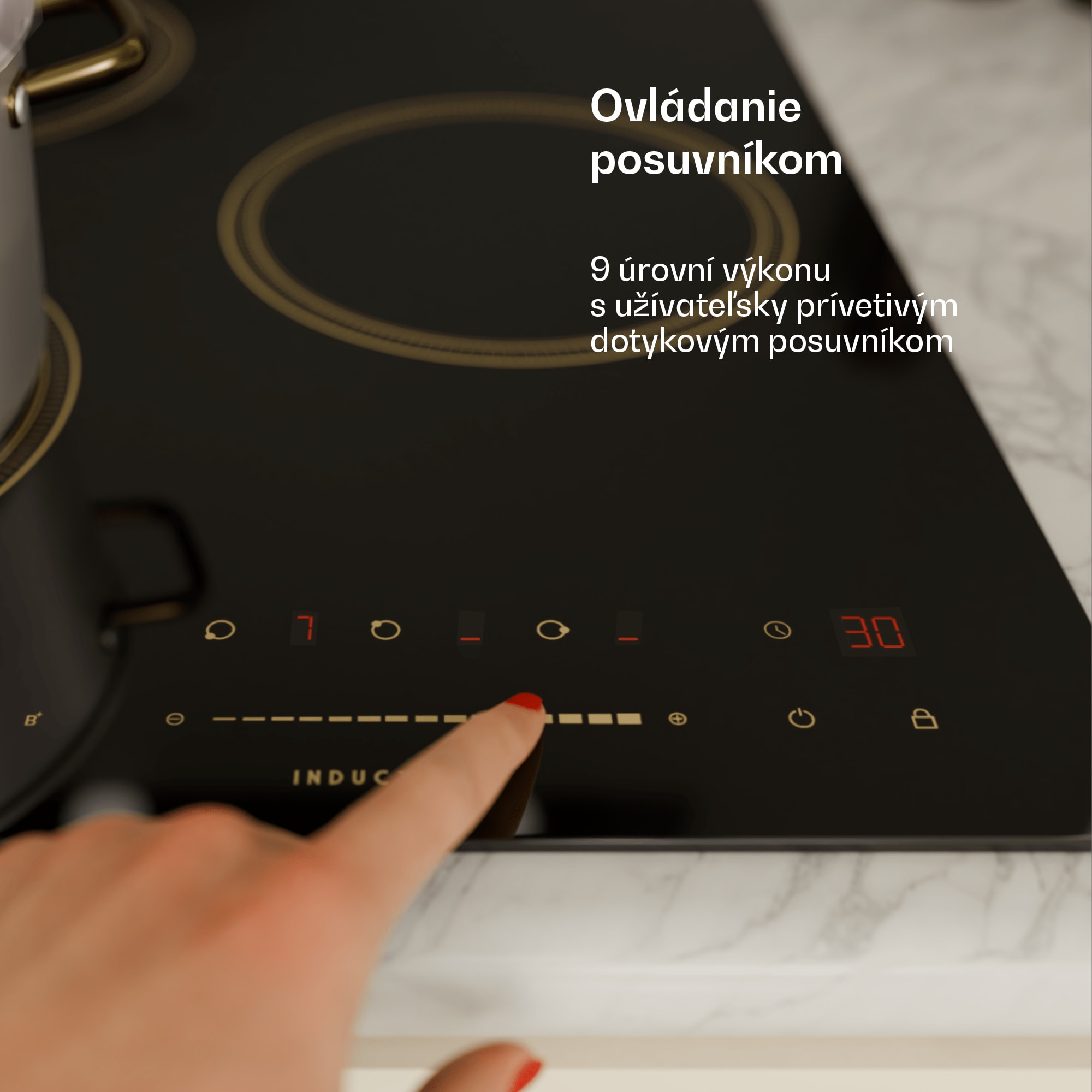 Klarstein Victoria indukčná varná doska, 45 cm, 6 600 W, 3 varné zóny, ovládanie posuvníkom, boost – Obrázok 4