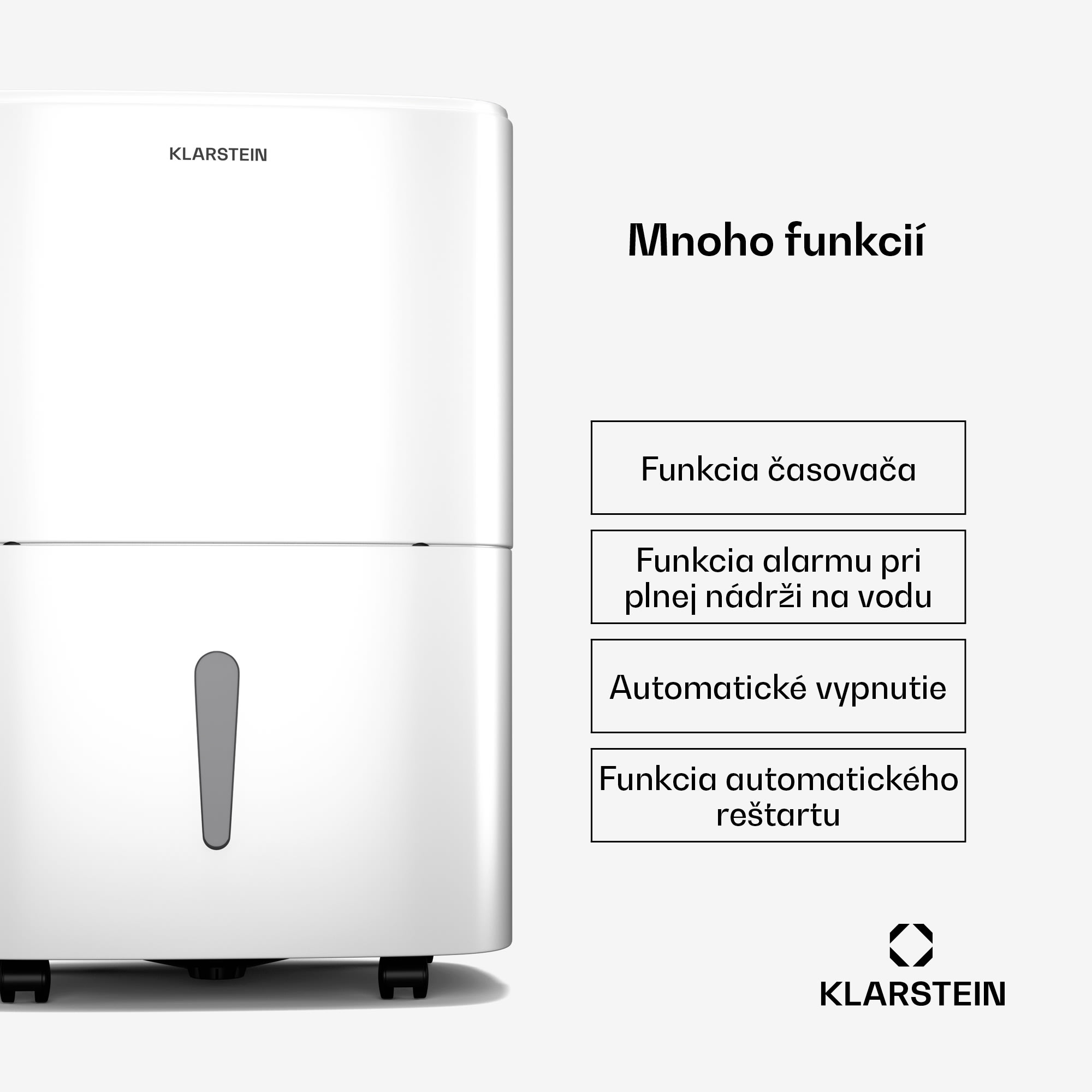 Klarstein DryFy 20L odvlhčovač, 20 l/deň, 50m², 230 m³/h, časovač, nádrž na vodu, mobilný – Obrázok 3