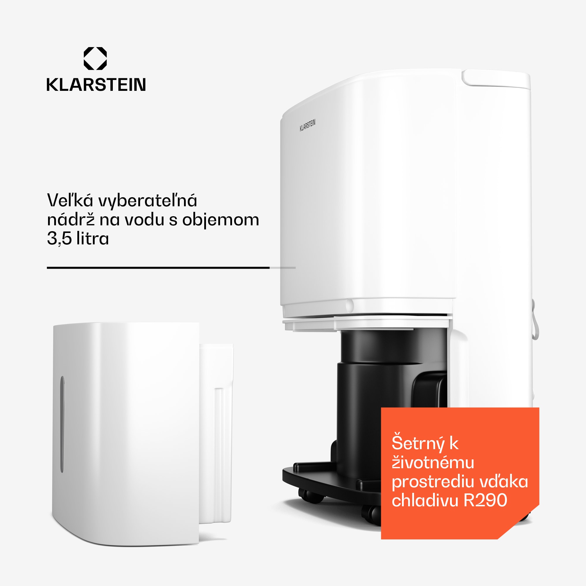 Klarstein DryFy 20L odvlhčovač, 20 l/deň, 50m², 230 m³/h, časovač, nádrž na vodu, mobilný – Obrázok 4