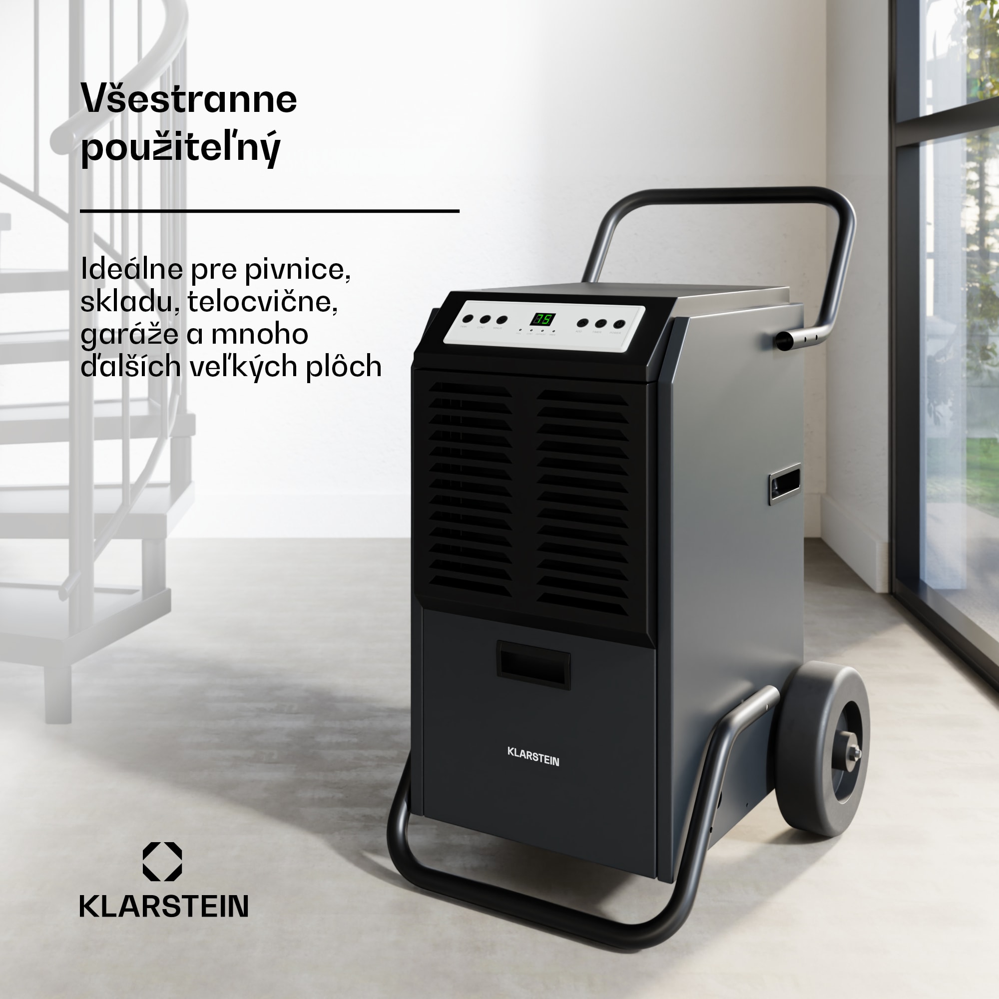 Klarstein DuraDry 50L odvlhčovač vzduchu, 50 l/deň, 70-100 m², nehrdzavejúca oceľ, mobilný, 450 m³/h – Obrázok 3