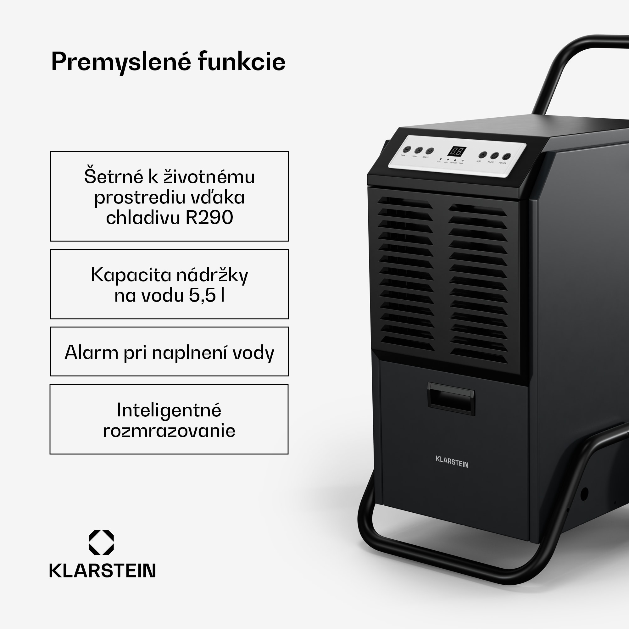 Klarstein DuraDry 50L odvlhčovač vzduchu, 50 l/deň, 70-100 m², nehrdzavejúca oceľ, mobilný, 450 m³/h – Obrázok 4