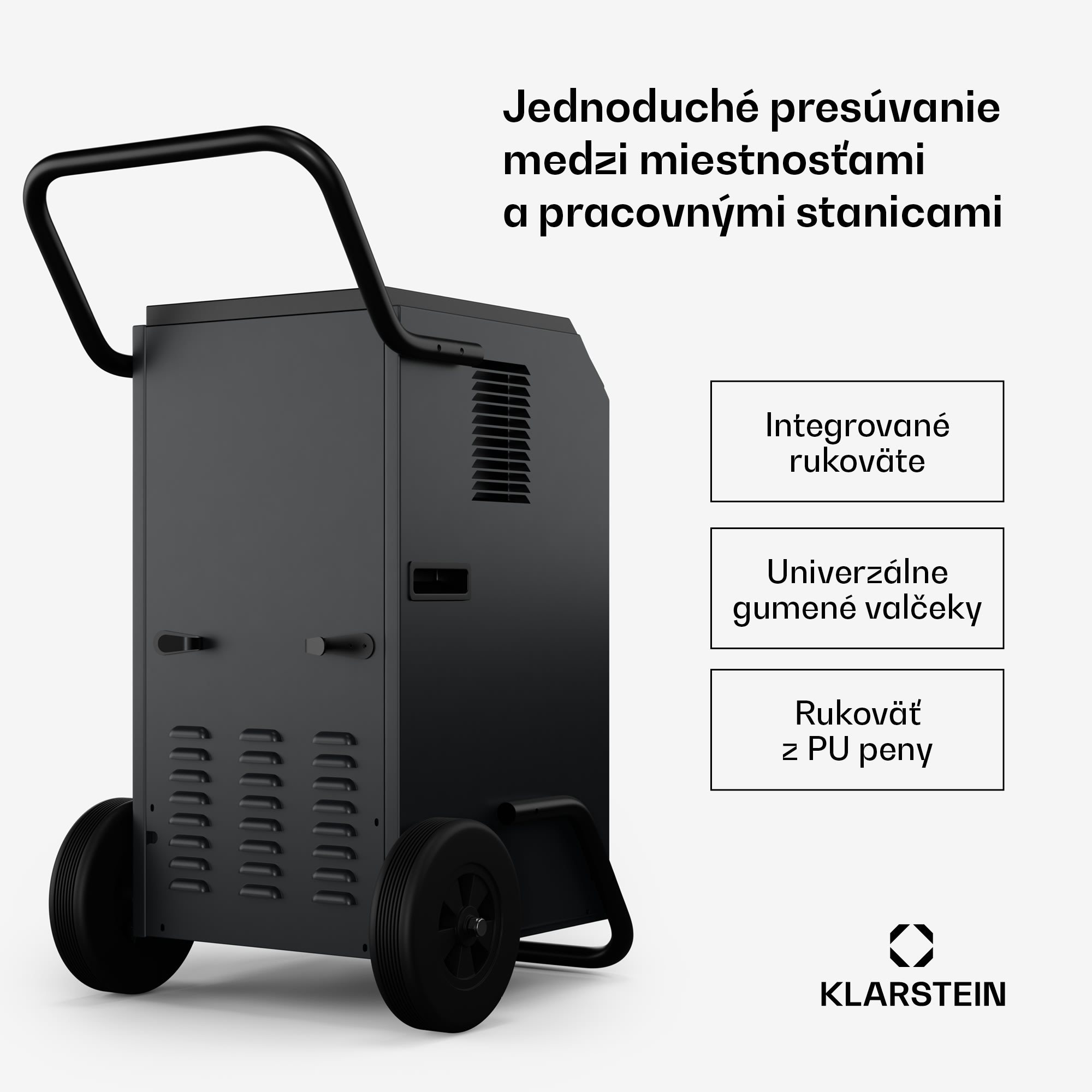 Klarstein DuraDry 70L odvlhčovač vzduchu, 70 l/deň, 90-140 m², nehrdzavejúca oceľ, mobilný, 450 m³/h – Obrázok 2