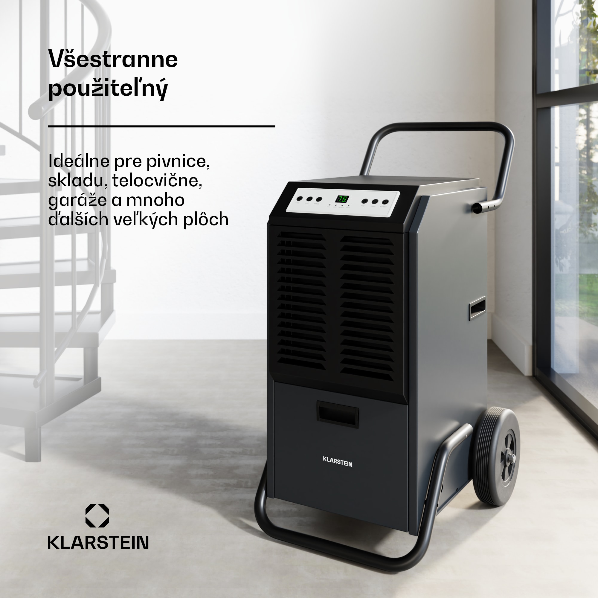 Klarstein DuraDry 70L odvlhčovač vzduchu, 70 l/deň, 90-140 m², nehrdzavejúca oceľ, mobilný, 450 m³/h – Obrázok 3