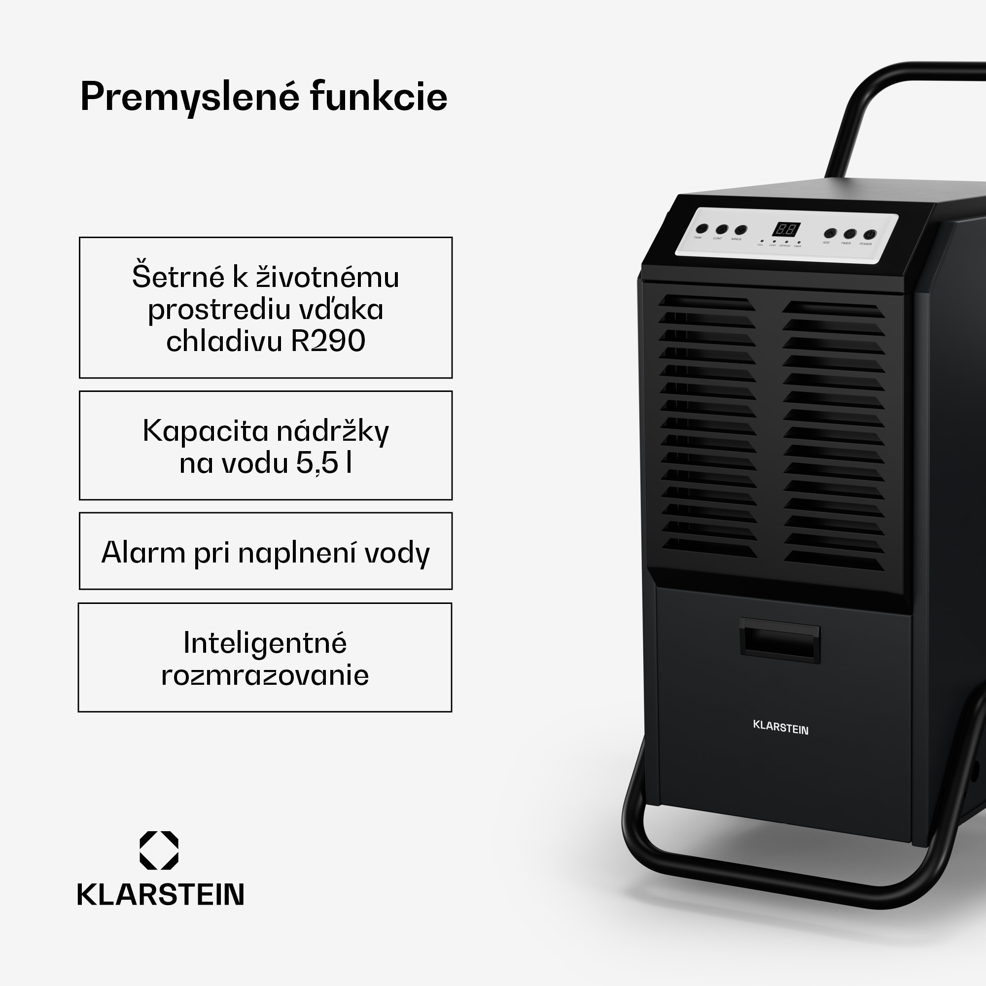 Klarstein DuraDry 70L odvlhčovač vzduchu, 70 l/deň, 90-140 m², nehrdzavejúca oceľ, mobilný, 450 m³/h – Obrázok 4