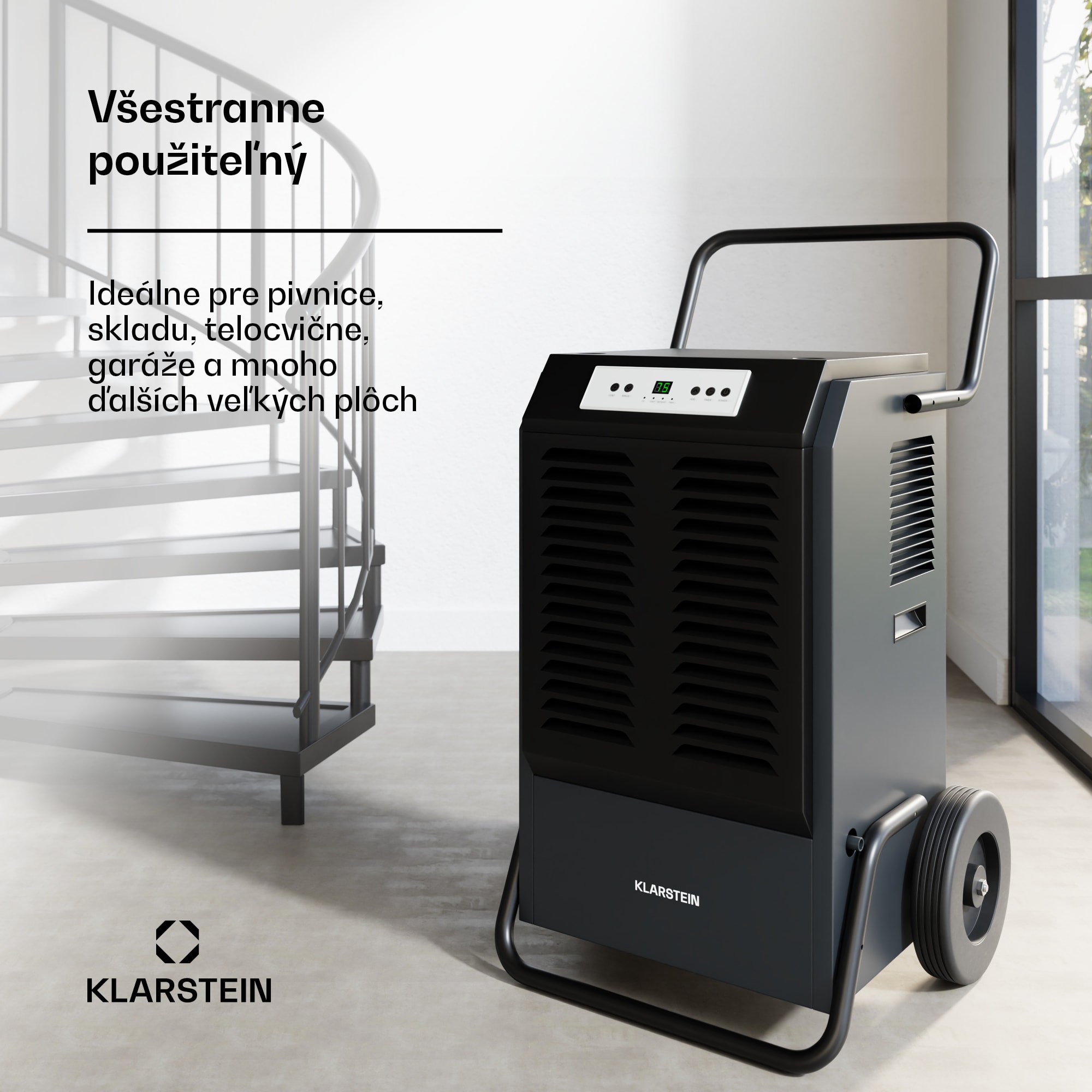 Klarstein DuraDry 90L odvlhčovač vzduchu, 90 l/deň, 120-180 m², nehrdzavejúca oceľ, mobilný, 450 m³/h – Obrázok 3
