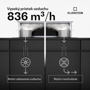 Klarstein Royal Flush Eco digestor, 836 m³/h prietoku vzduchu, šikmý, EEK A, 74 dB, LED