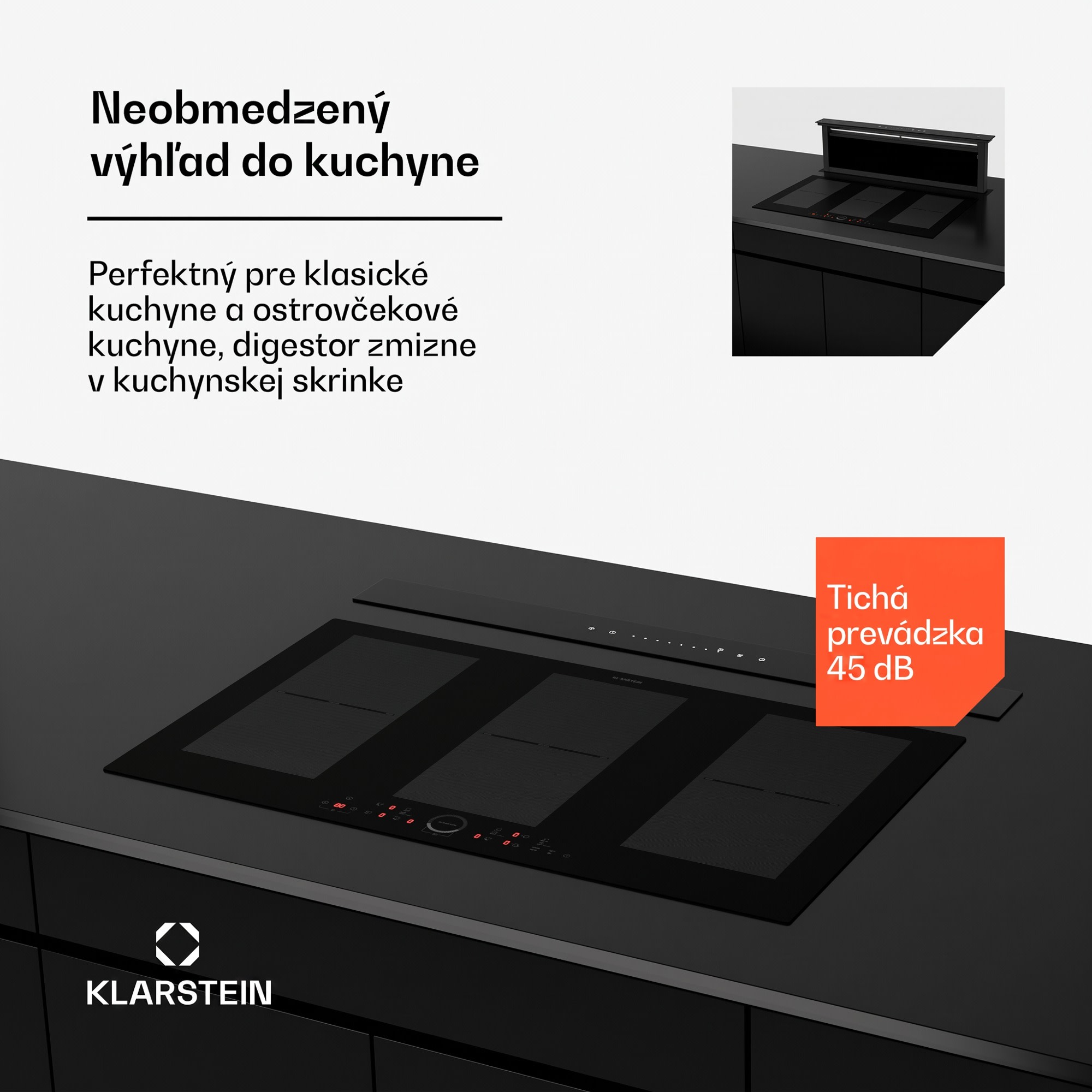 Klarstein Royal Flush Eco digestor, 836 m³/h prietoku vzduchu, šikmý, EEK A, 74 dB, LED – Obrázok 2
