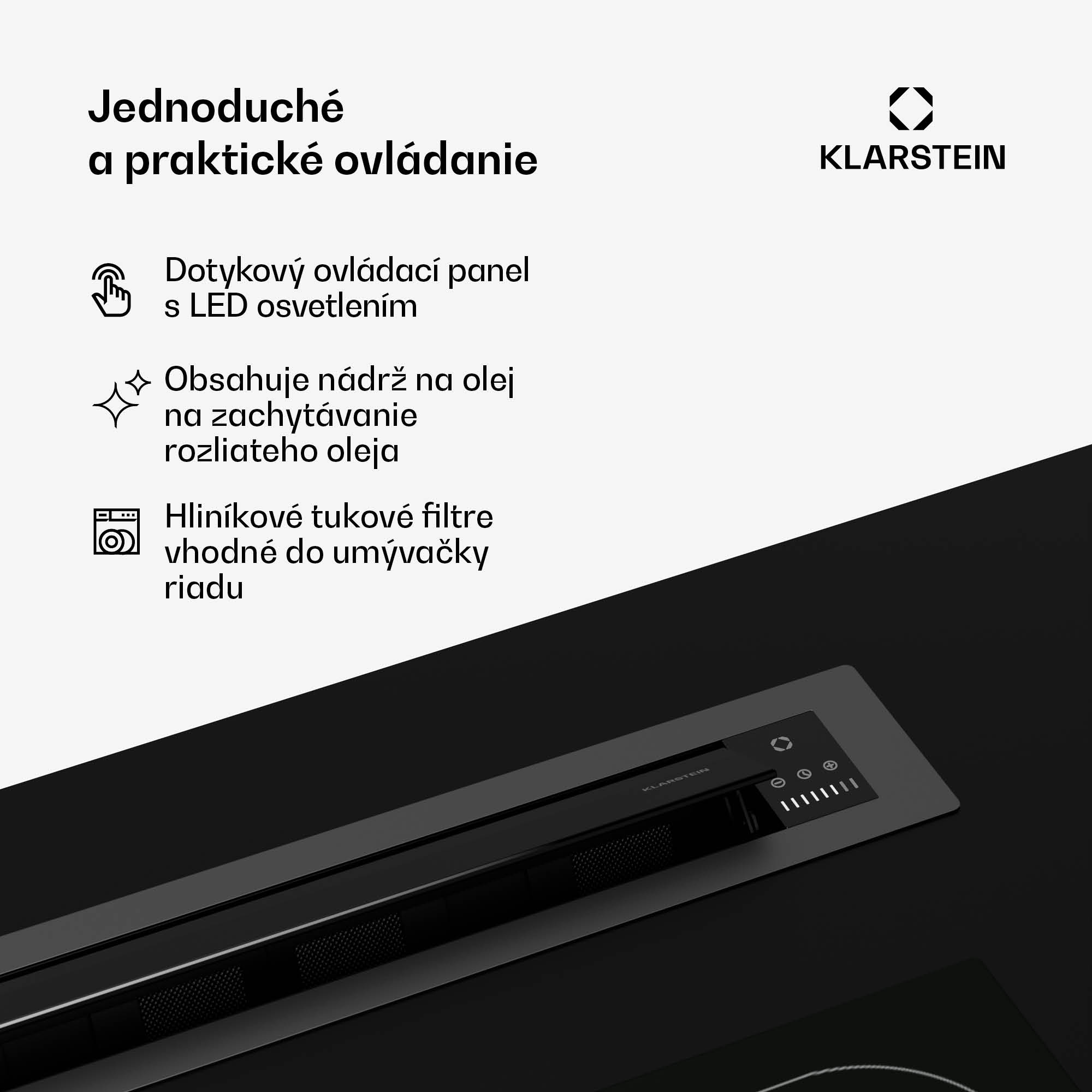 Klarstein Brisa digestor, výsuvný, 586 m³/h, A+, LED, 51 dB, režim odsávania/recirkulácie – Obrázok 4
