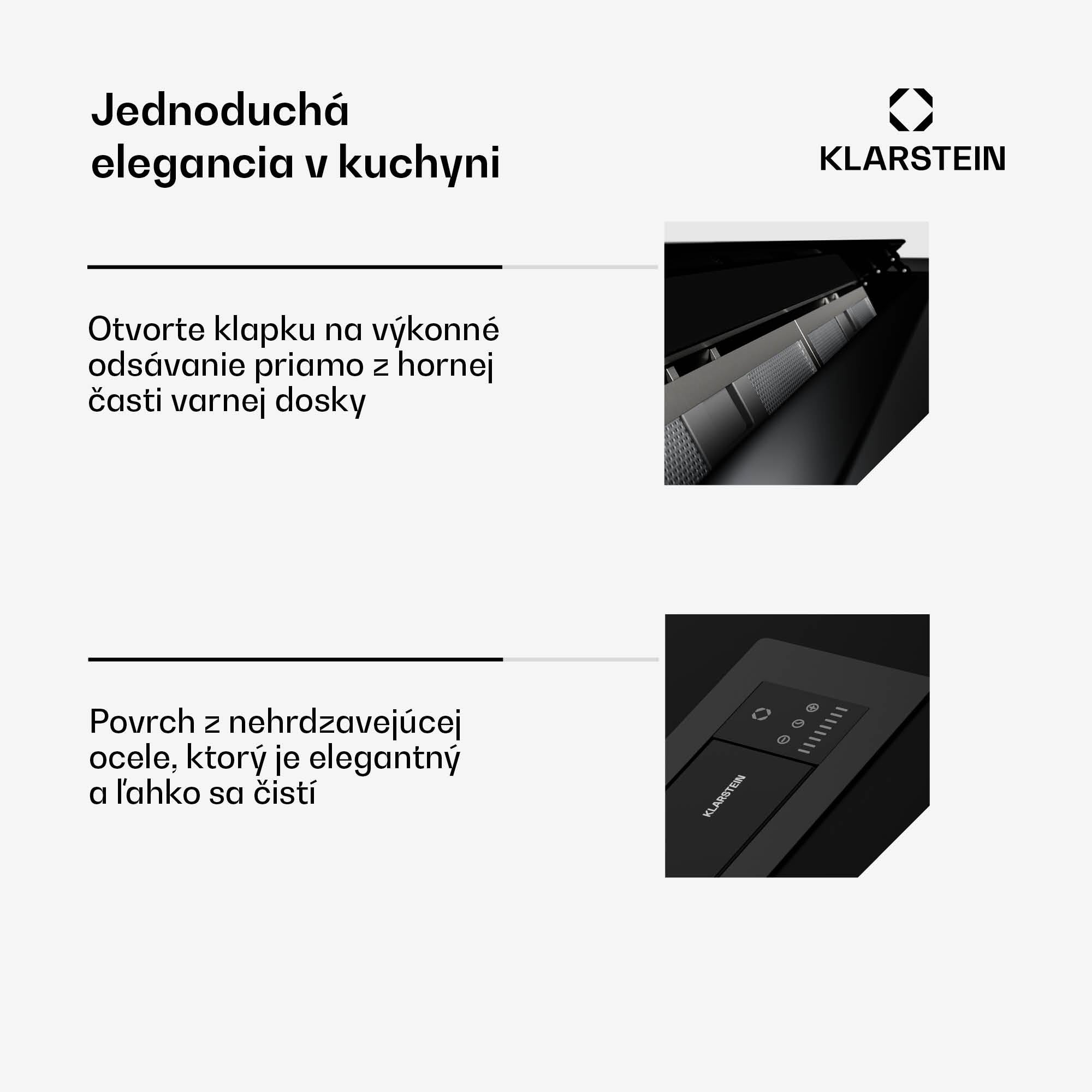 Klarstein Brisa digestor, výsuvný, 708 m³/h, A+, LED, 42 dB, režim odsávania/recirkulácie – Obrázok 2