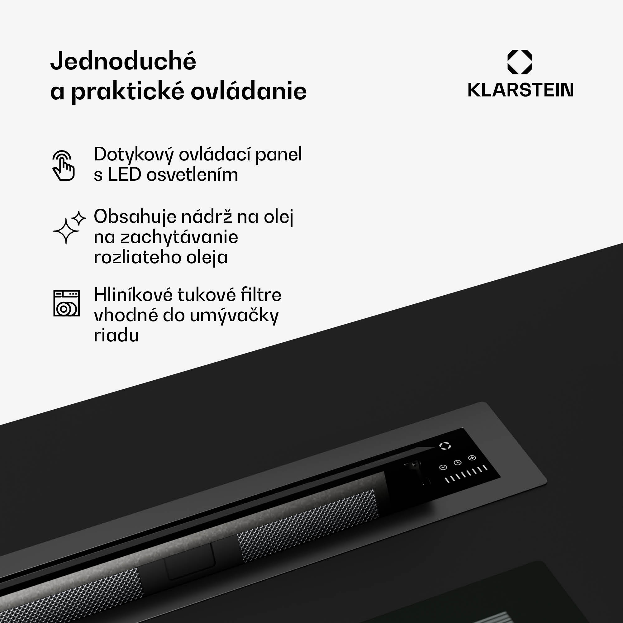 Klarstein Brisa digestor, výsuvný, 708 m³/h, A+, LED, 42 dB, režim odsávania/recirkulácie – Obrázok 4