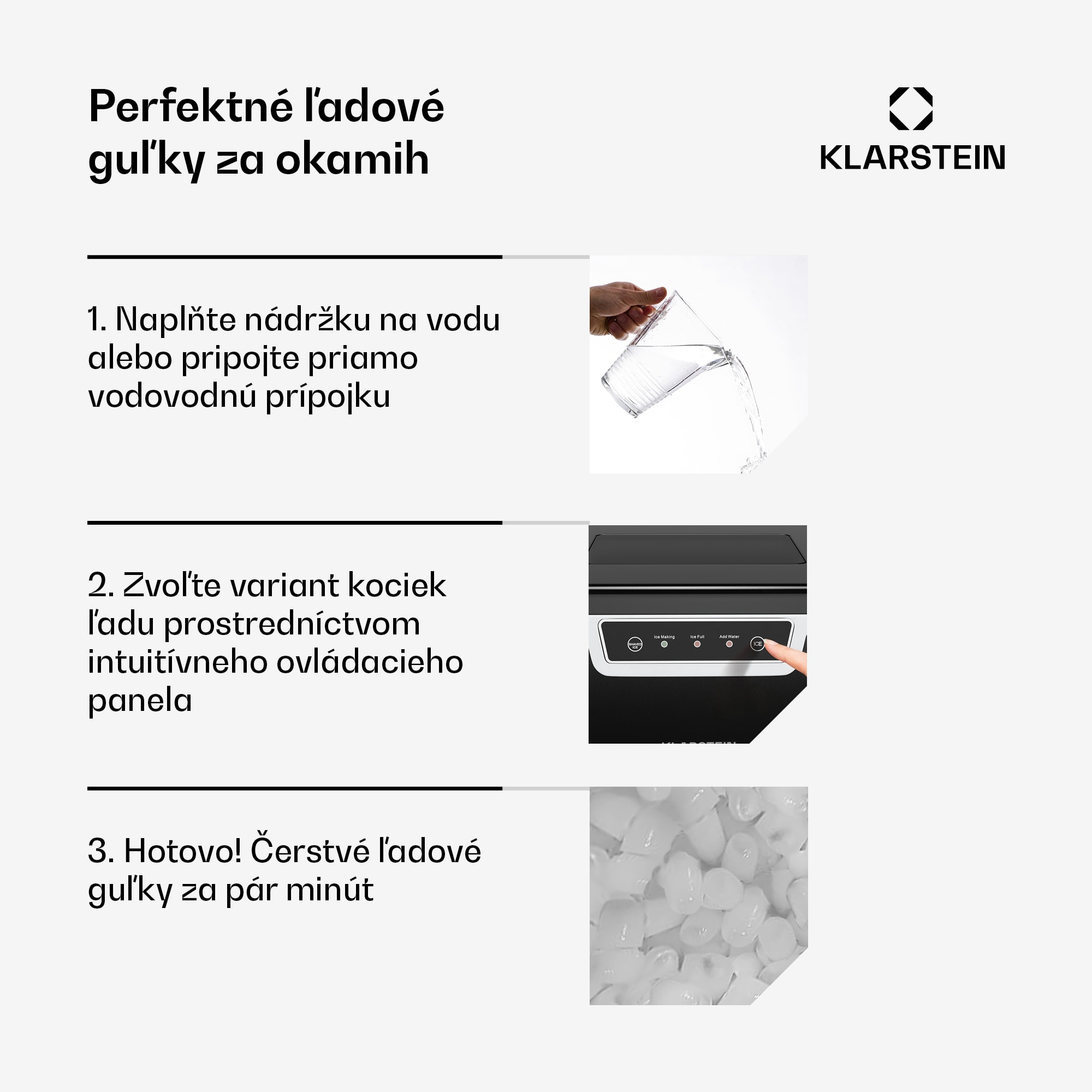 Klarstein Icefestival Bullet priemyselný výrobník kociek ľadu, 400W, 3 litre, 20kg/24h – Obrázok 3