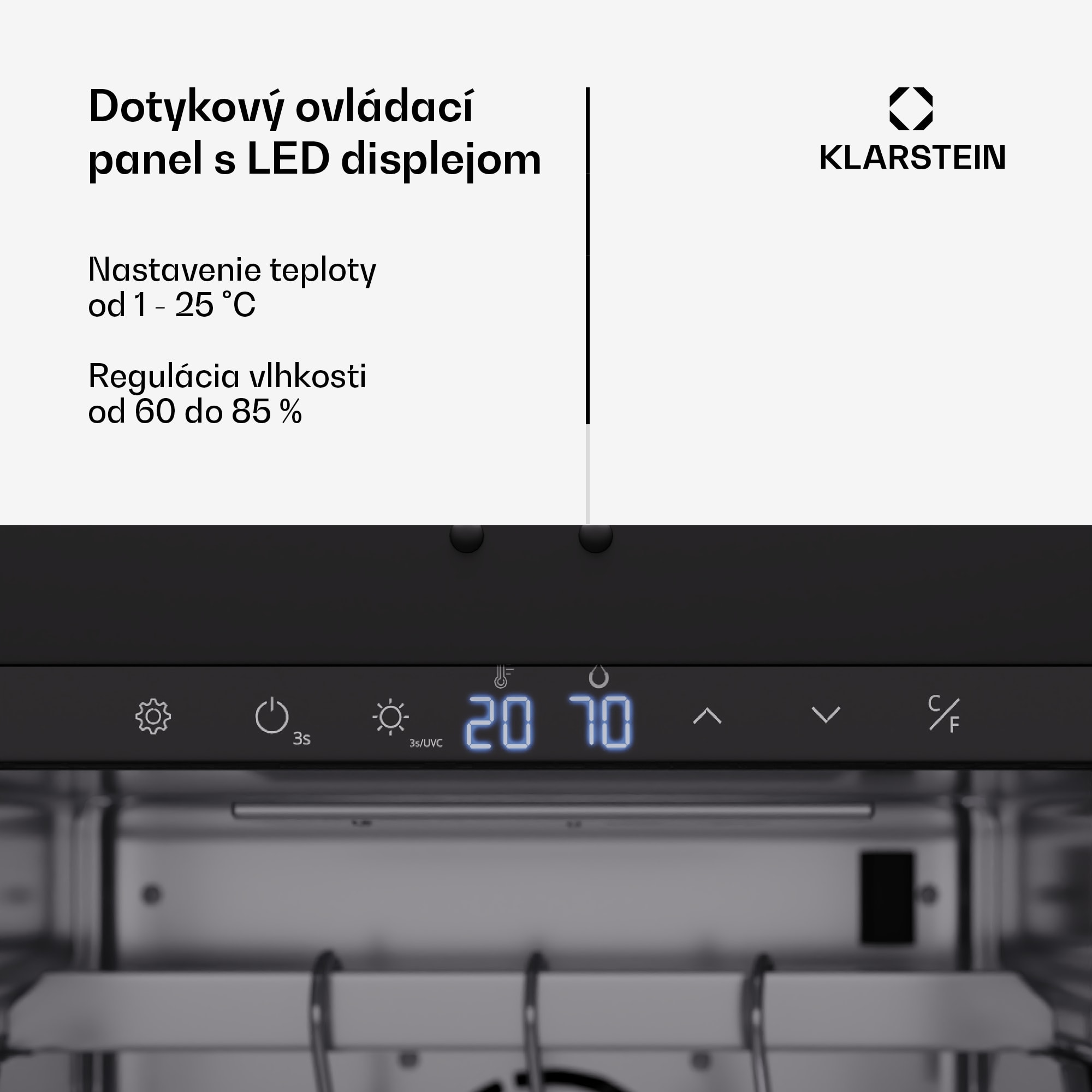 Klarstein Steakhouse skriňa na zrenie mäsa, 88 L, antibakteriálna, LED, dotykové ovládanie, regulácia vlhkosti – Obrázok 3