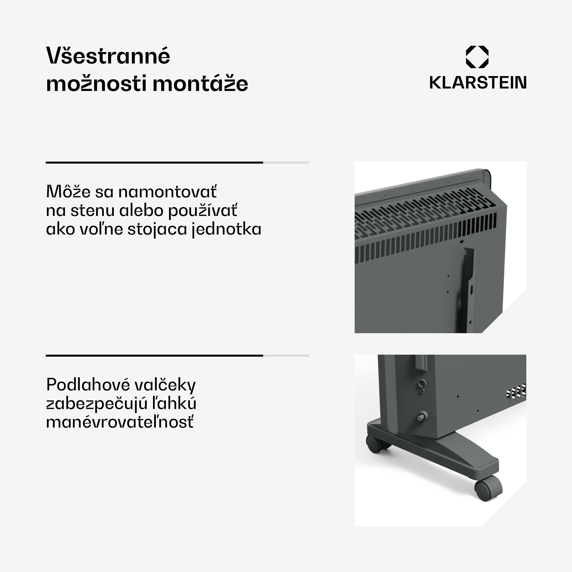 Klarstein Bansin Smart 2500 konvektorový ohrievač, 2500 W, Aplikácia, 5- 50 °C, LED displej, Dotykový displej – Obrázok 3