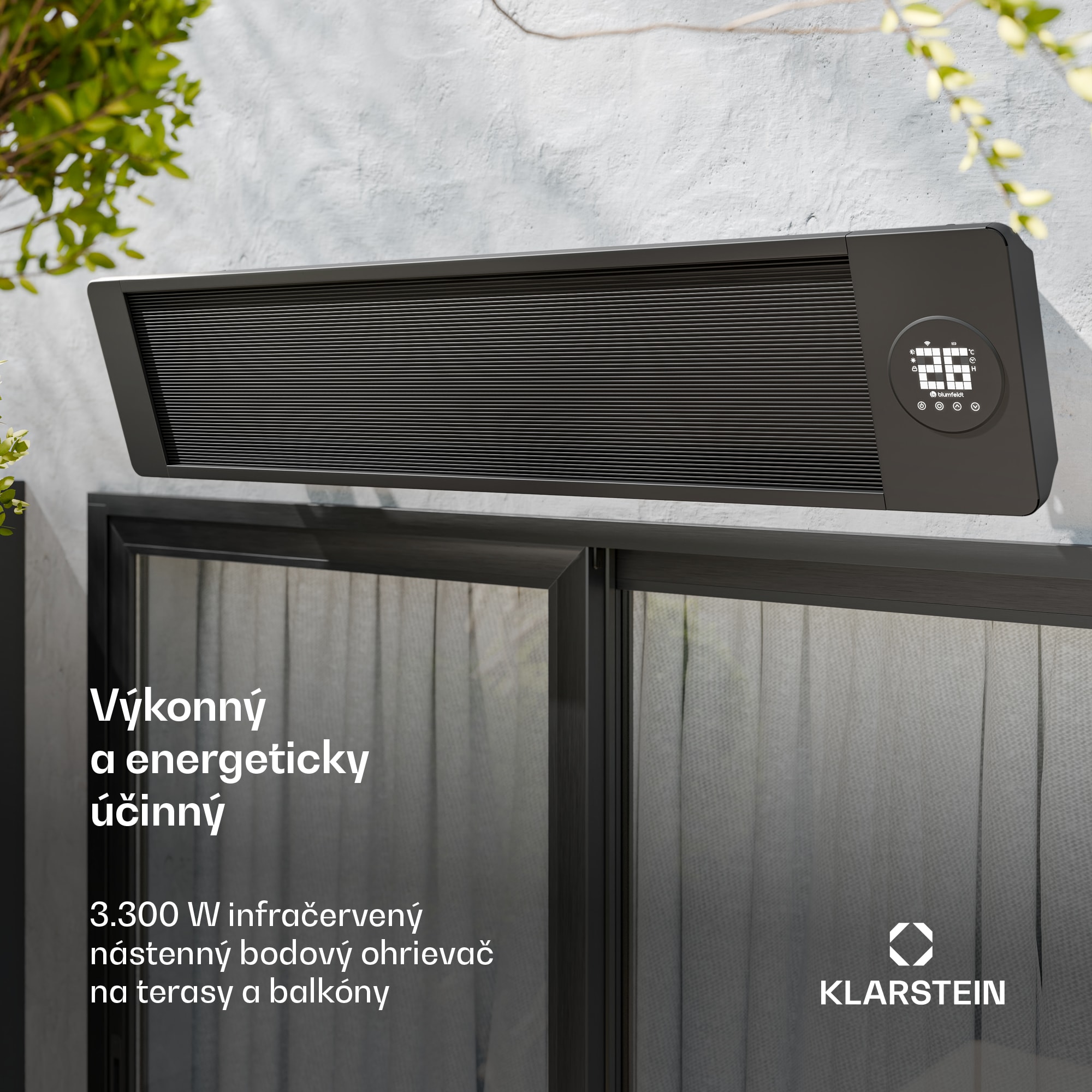 Blumfeldt Cosmic Beam infračervený nástenný ohrievač, pre exteriér, 5 až 50 stupňov, IP44, do 25 m²